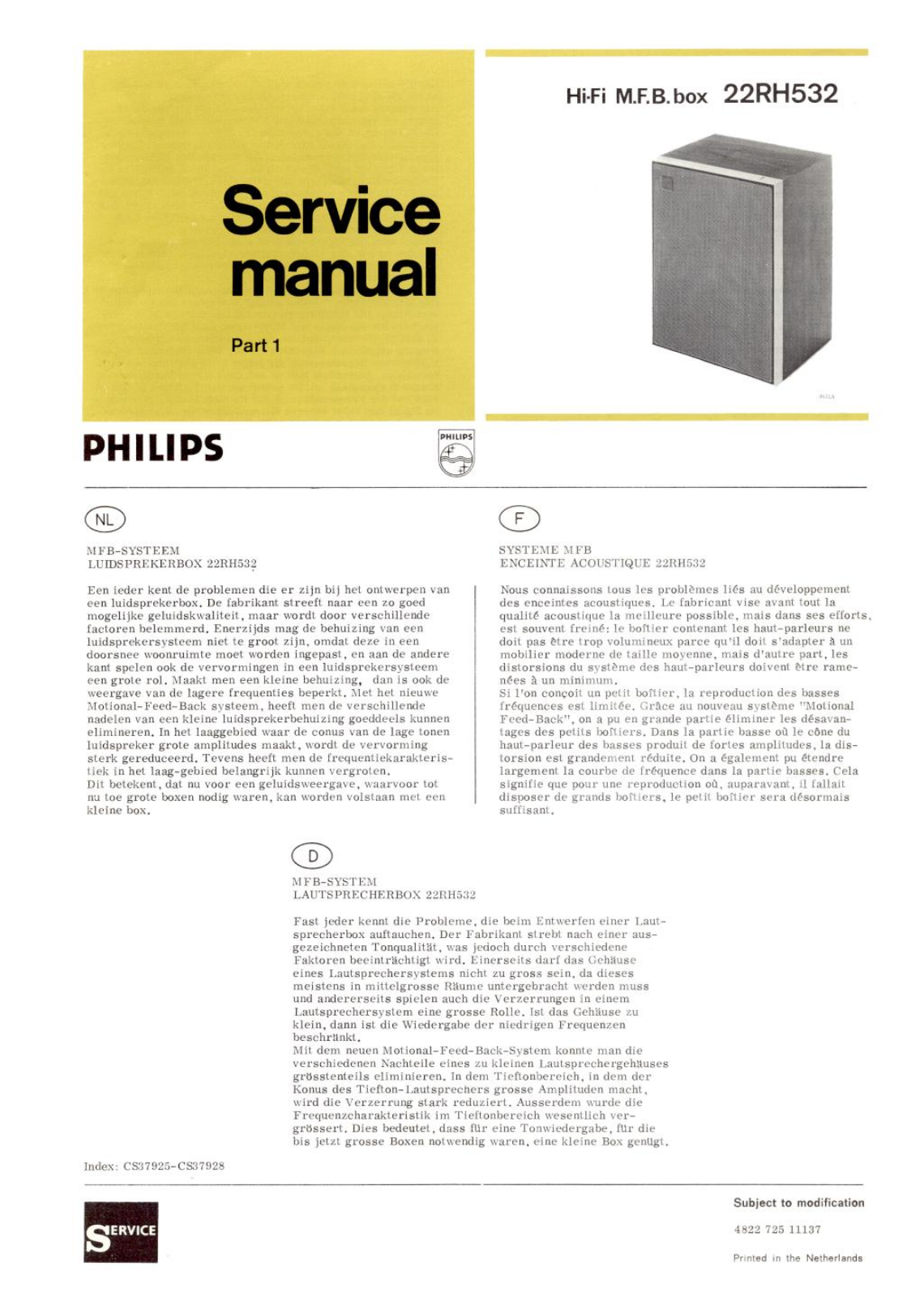 Philips 22-RH-532 Service Manual