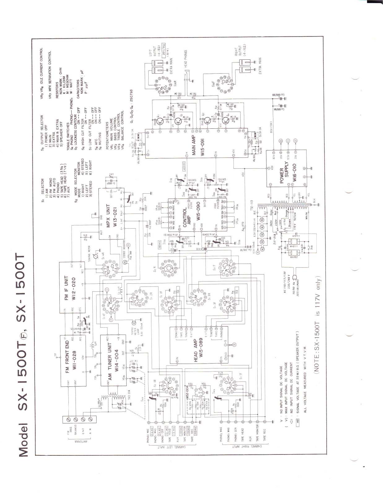 Pioneer SX-1500-T Schematic