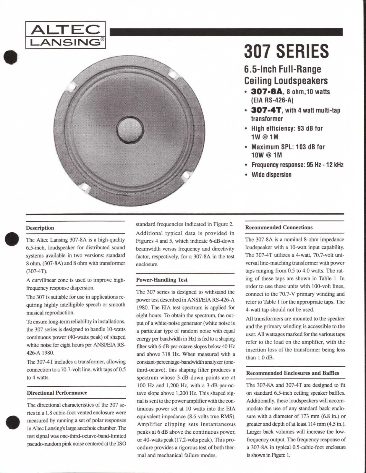 Altec lansing 307 User Manual