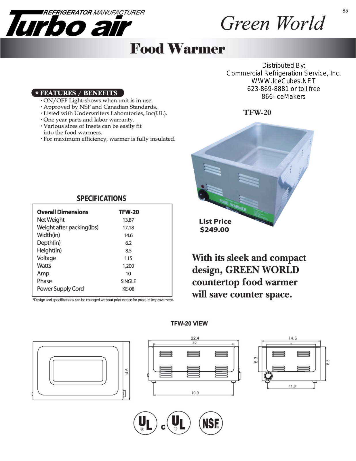 Turbo Air TFW-20 User Manual