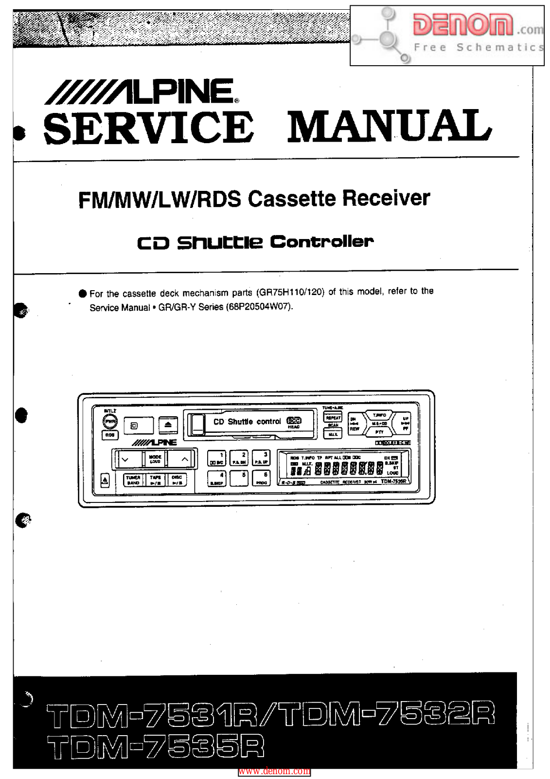 ALPINE TDM-7531R, TDM-7532R, TDM-7535R Service Manual