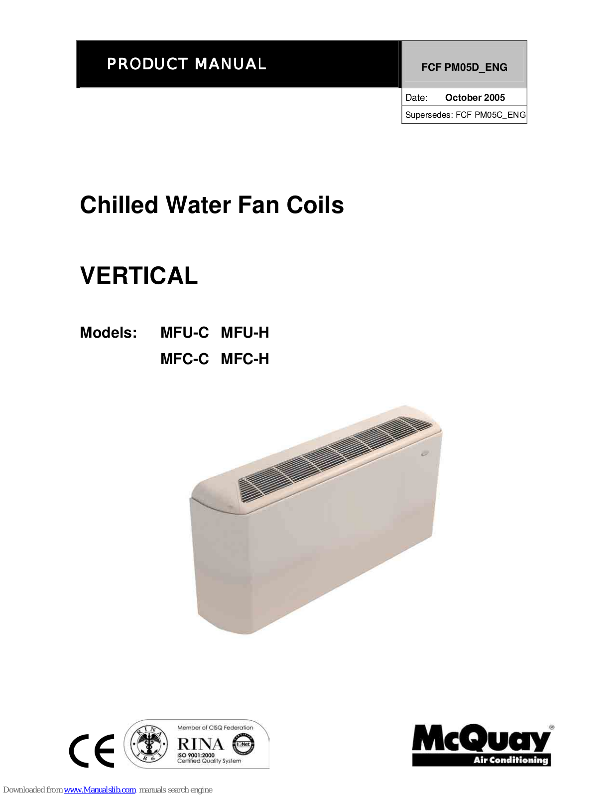 McQuay MFU-C, MFU-H, MFC-C, MFC-H Product Manual