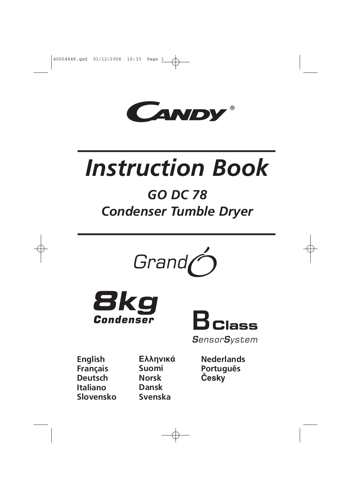 Candy GO DC 78-01S User Manual