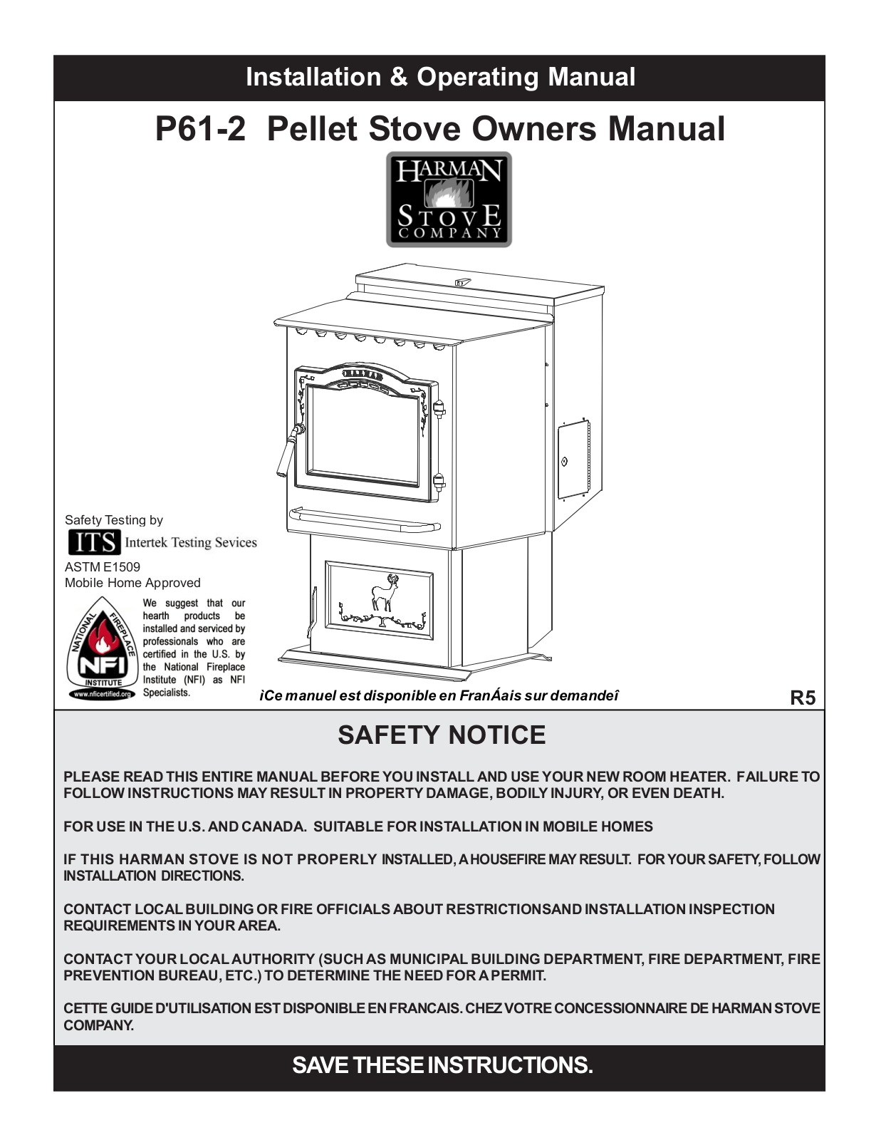 Harman Stove Company P61-2 User Manual