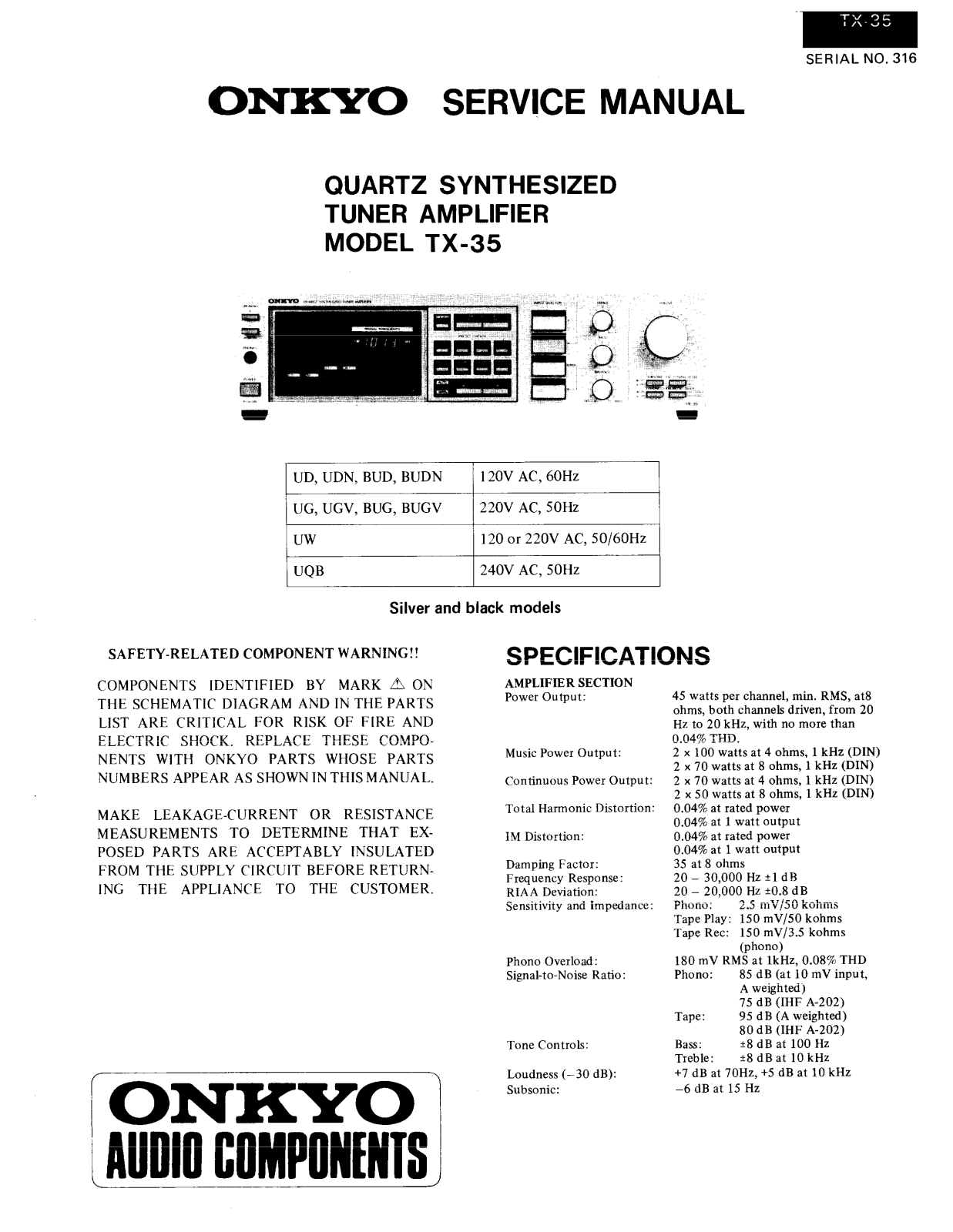 Onkyo TX-35 Service manual