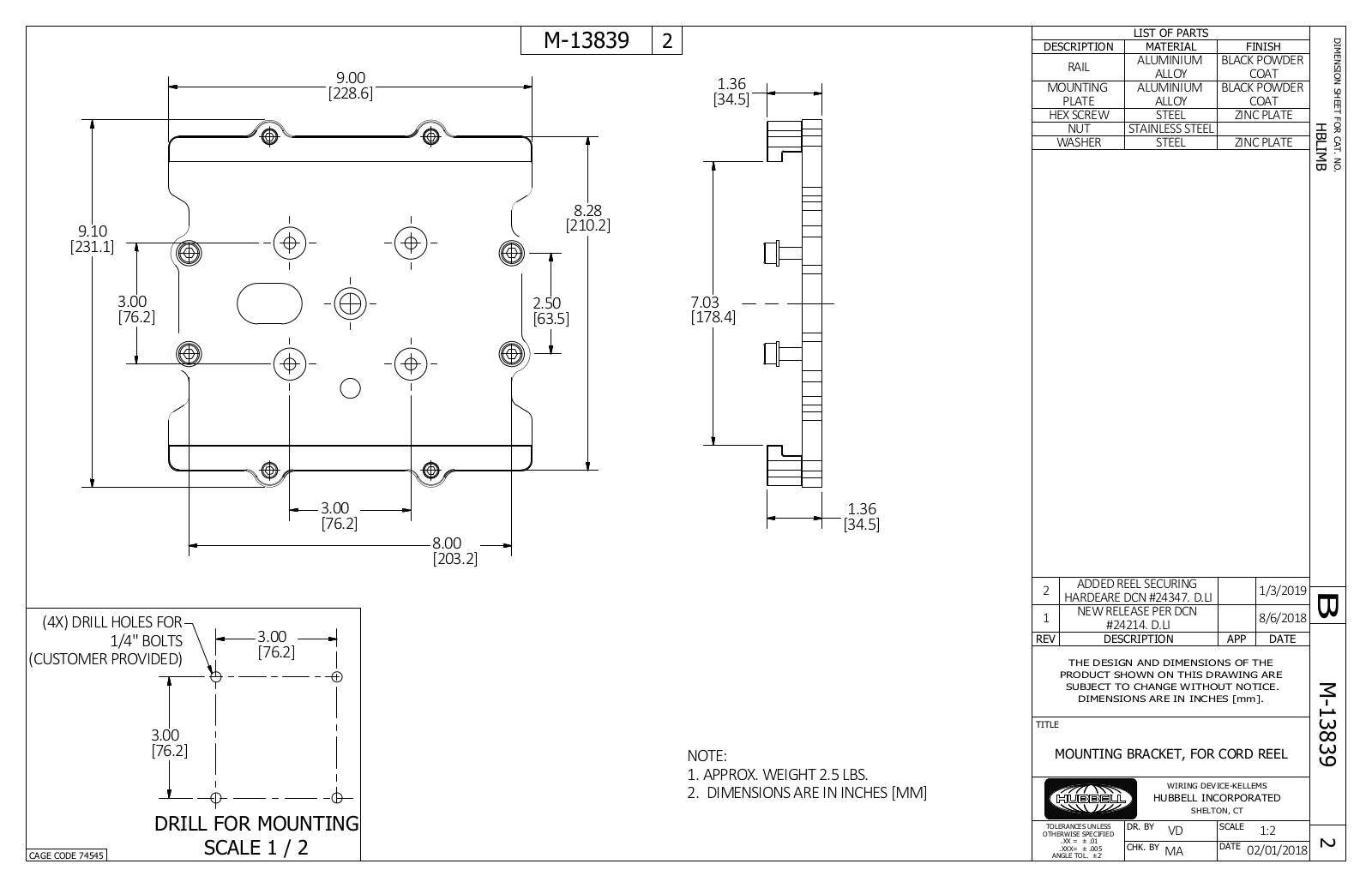 Hubbell HBLIMB Reference Drawing