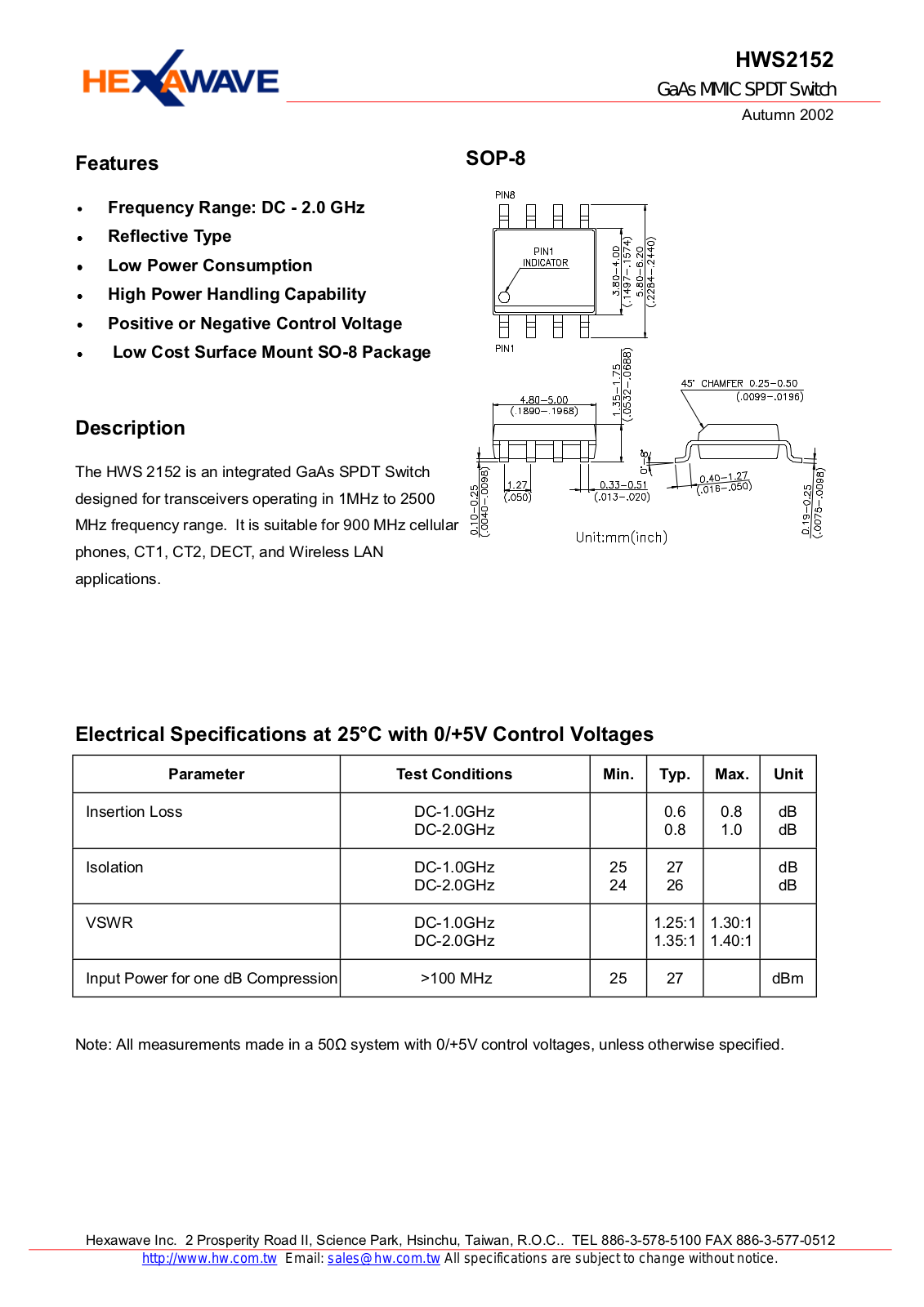Datasheet HWS2152 Datasheet (HWTW) - ManualMachine.com