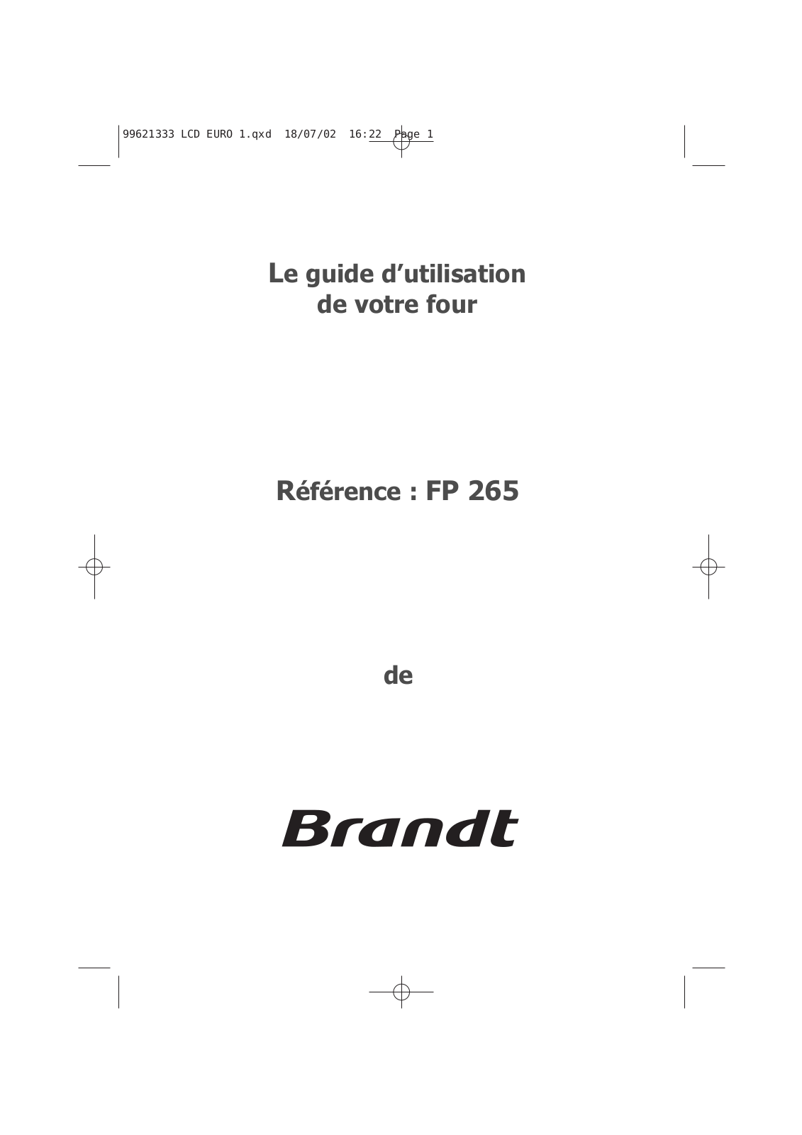 BRANDT FP265 User Manual