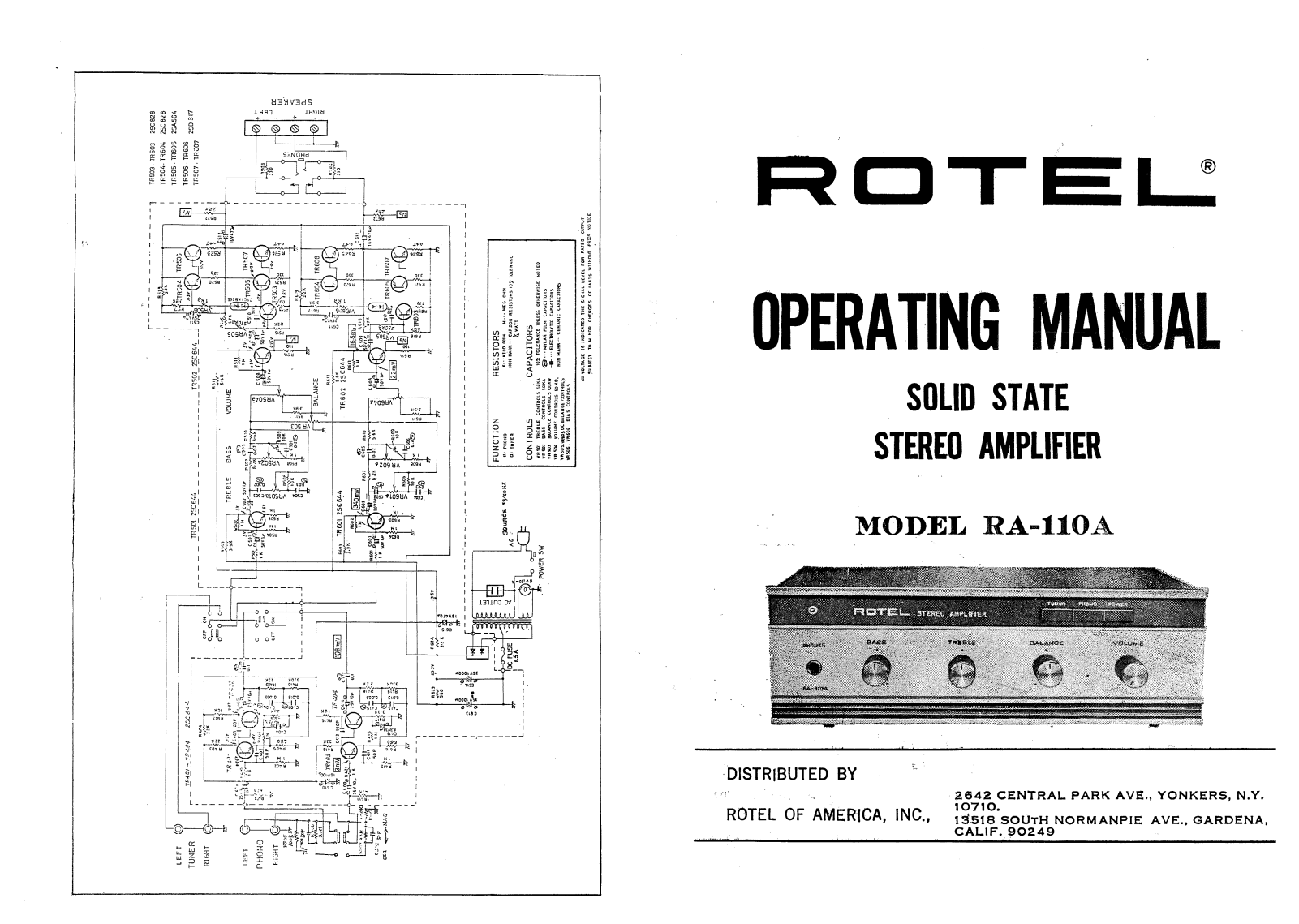 Rotel RA-110 Owners Manual