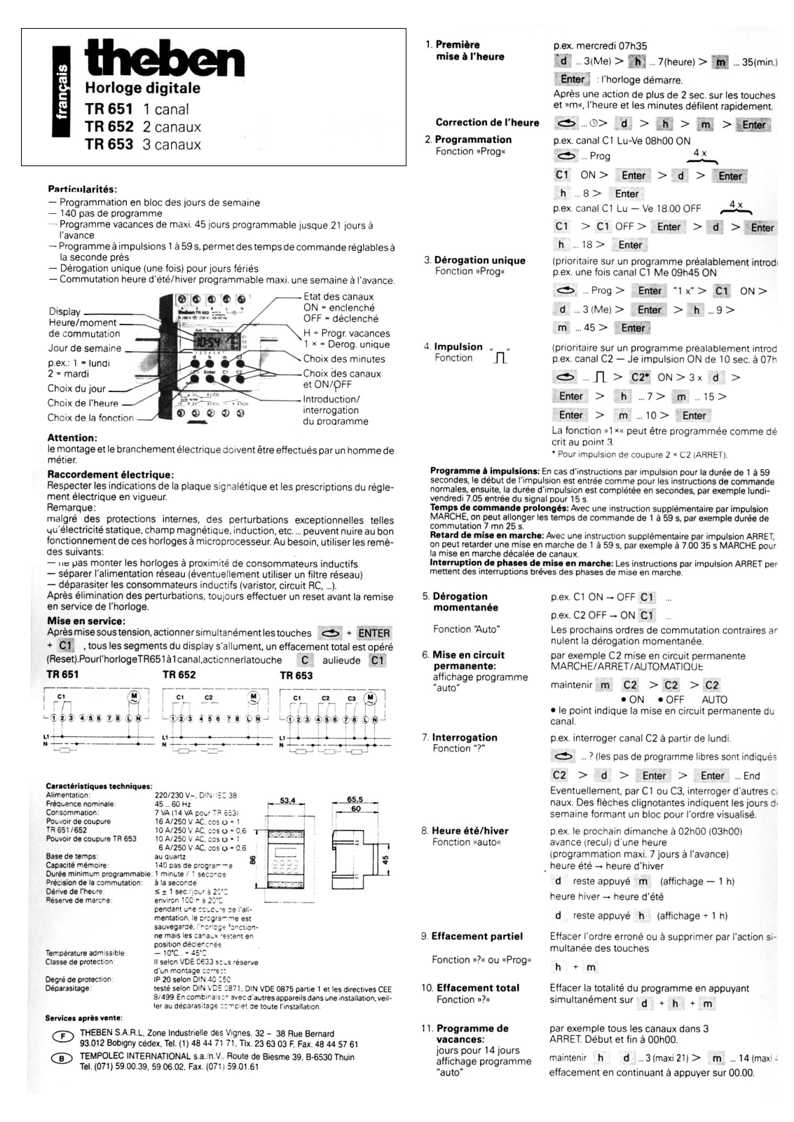 Theben TR 653, TR 651 Information Manual