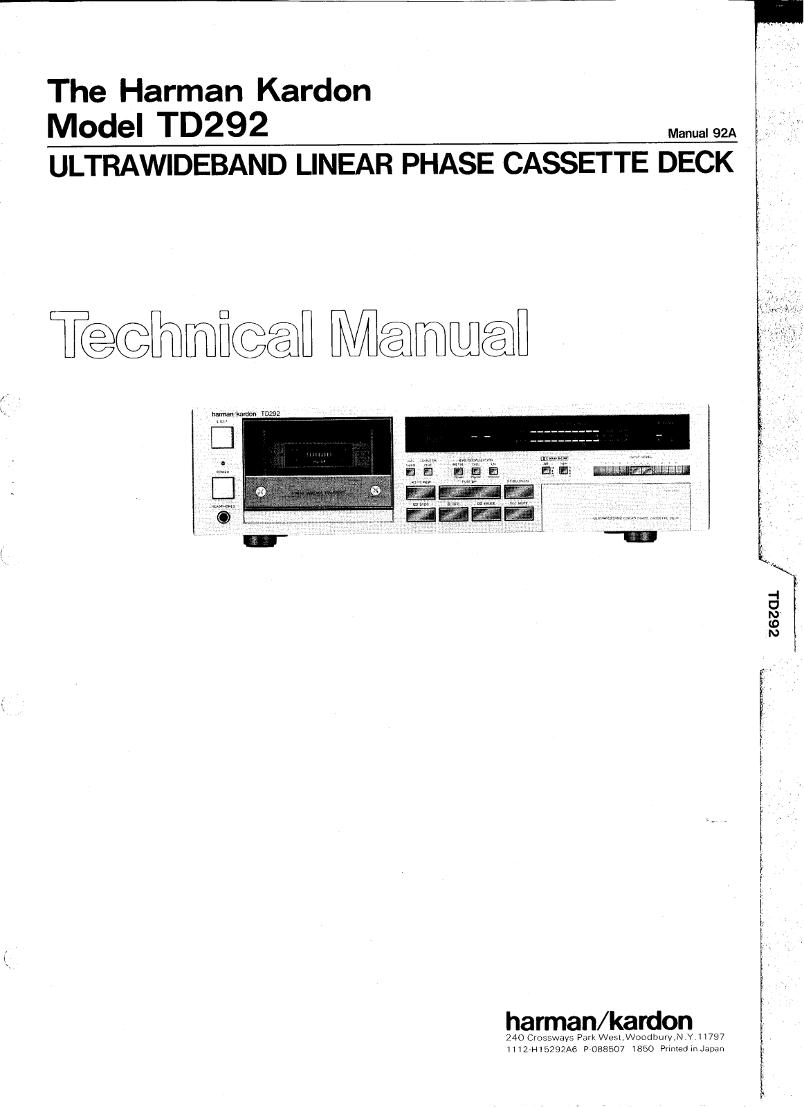 Harman Kardon TD-292 Service manual