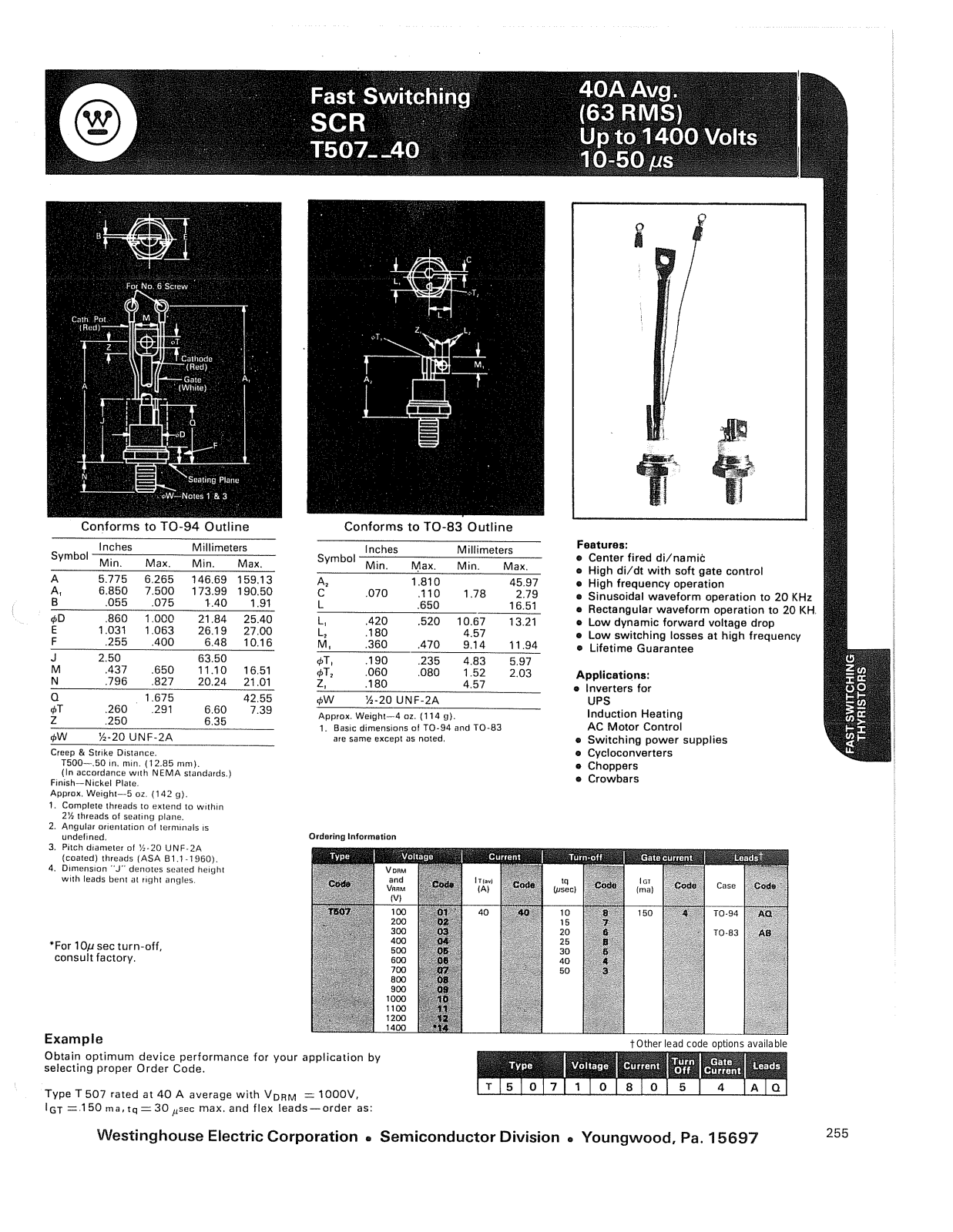 Powerex T507__40 Data Sheet