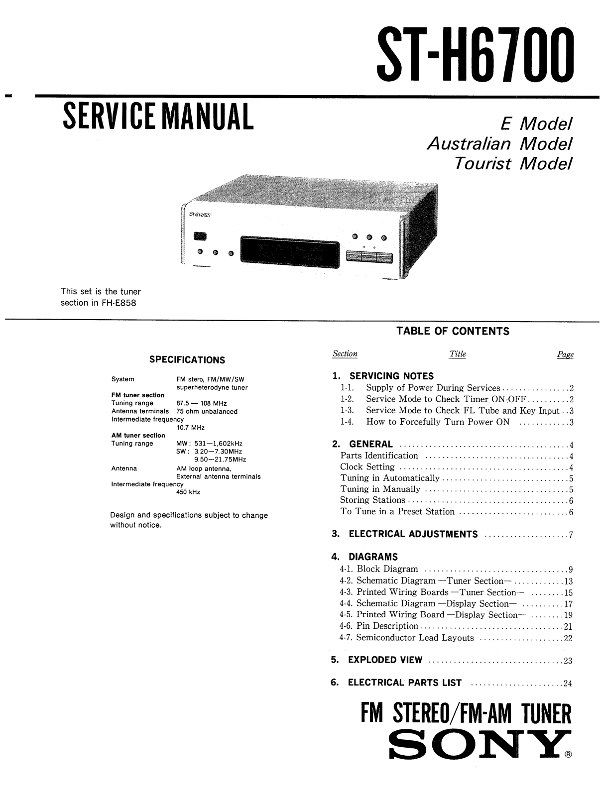 Sony STH-6700 Service manual