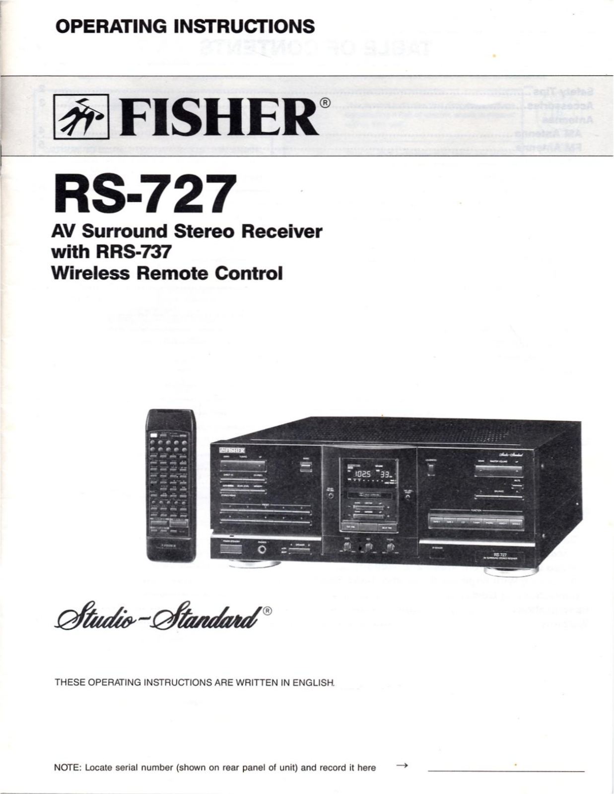 Fisher RS-727 Service manual