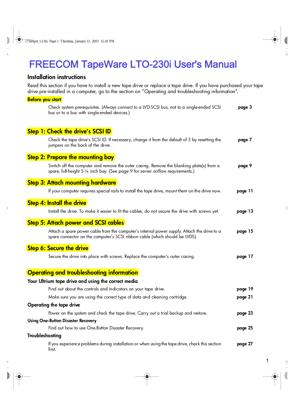 Freecom LTO 230I User Manual