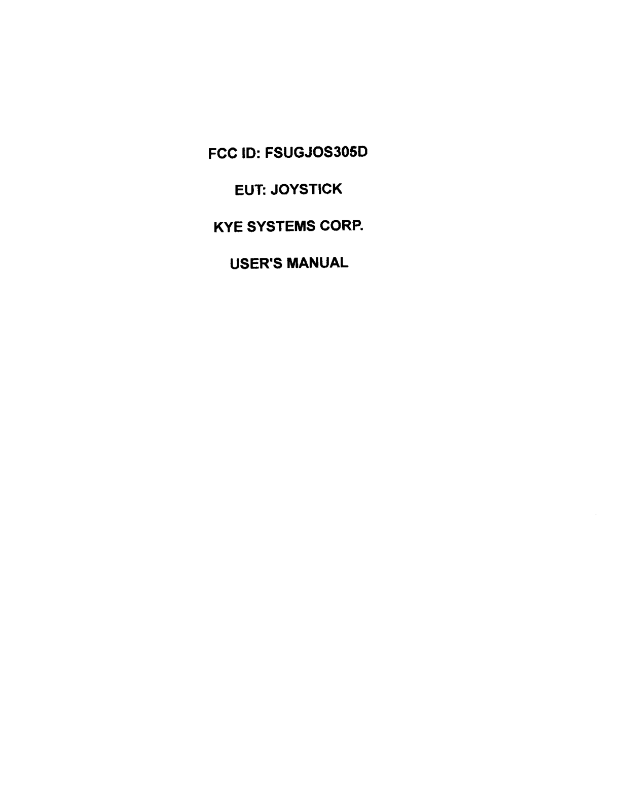 KYE SYSTEMS GJOS305D User Manual