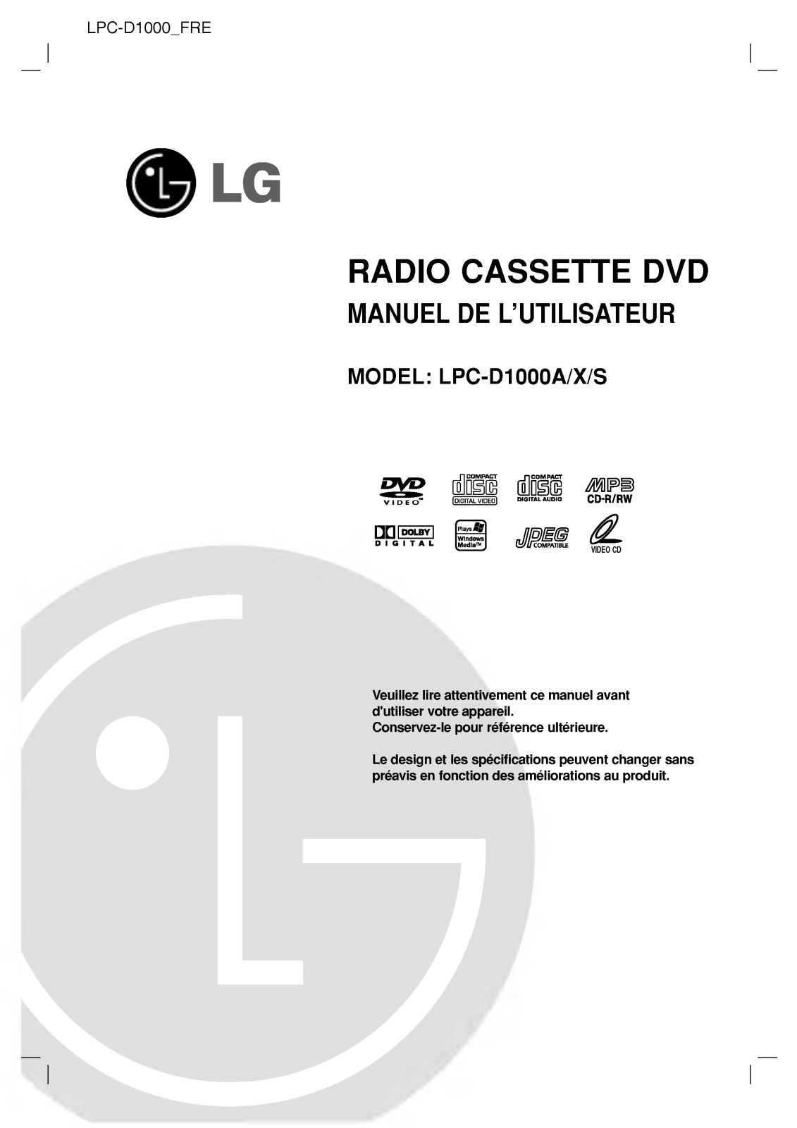 LG LPC-D1000A Owner’s Manual