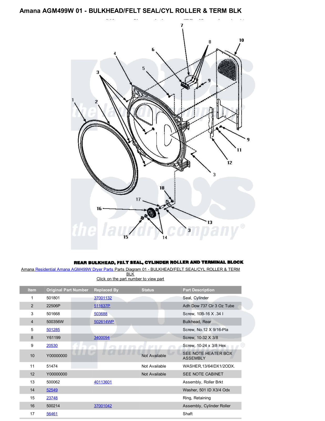 Amana AGM499W Parts Diagram