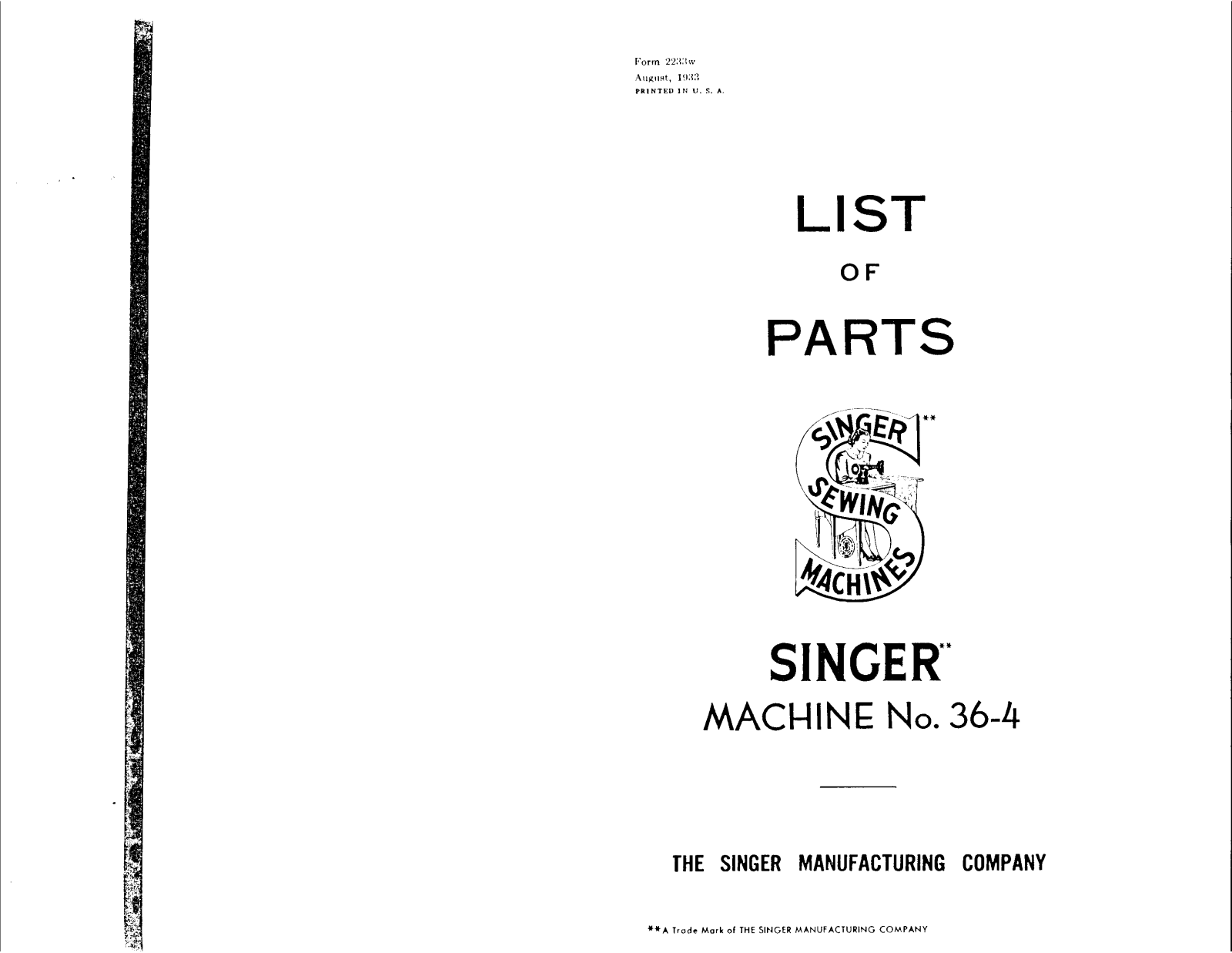 Singer 36-4 User Manual