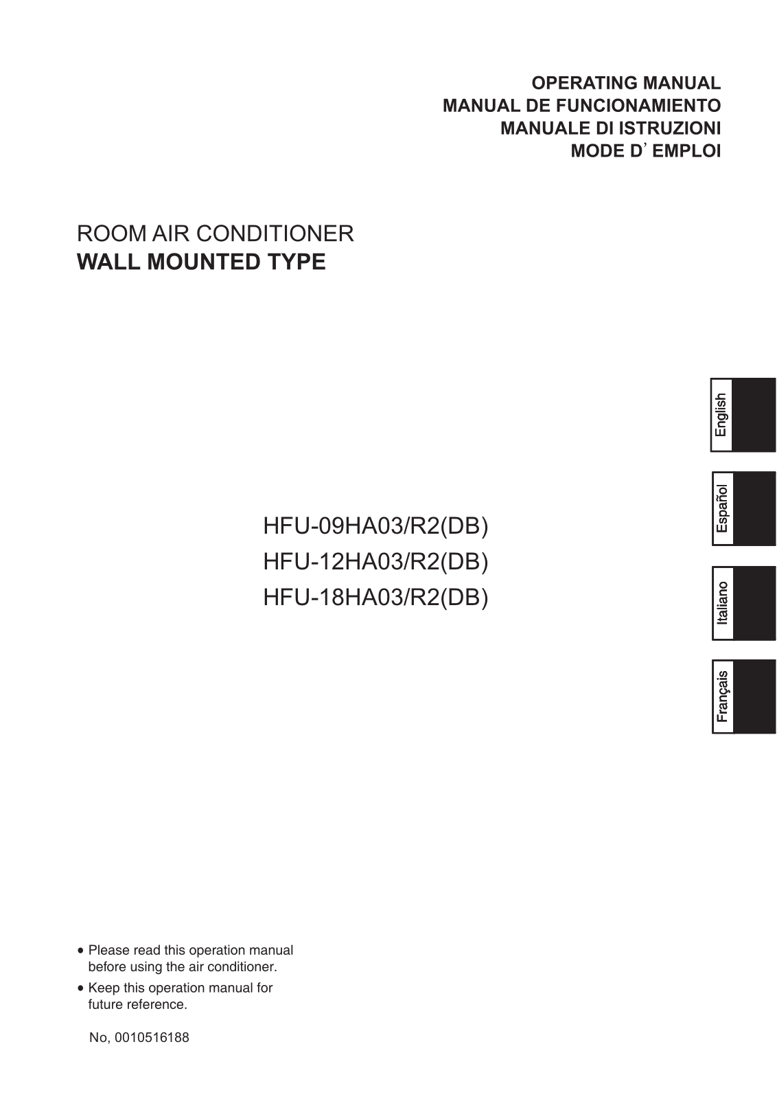 Haier HFU-18HA03/R2, HFU-12HA03/R2, HFU-09HA03/R2 User Manual