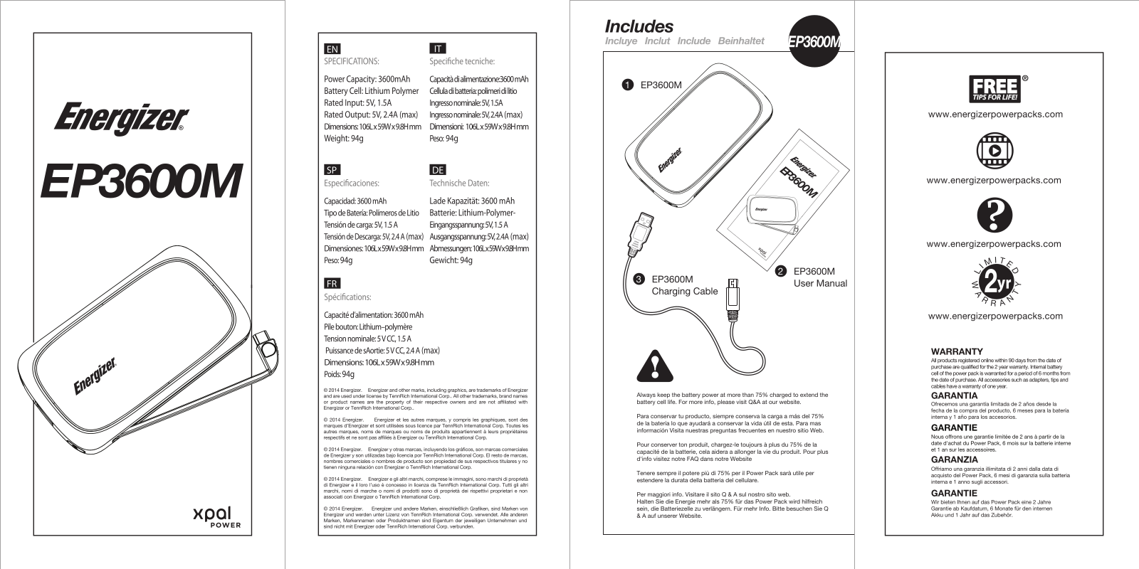 Energizer EP3600M User guide