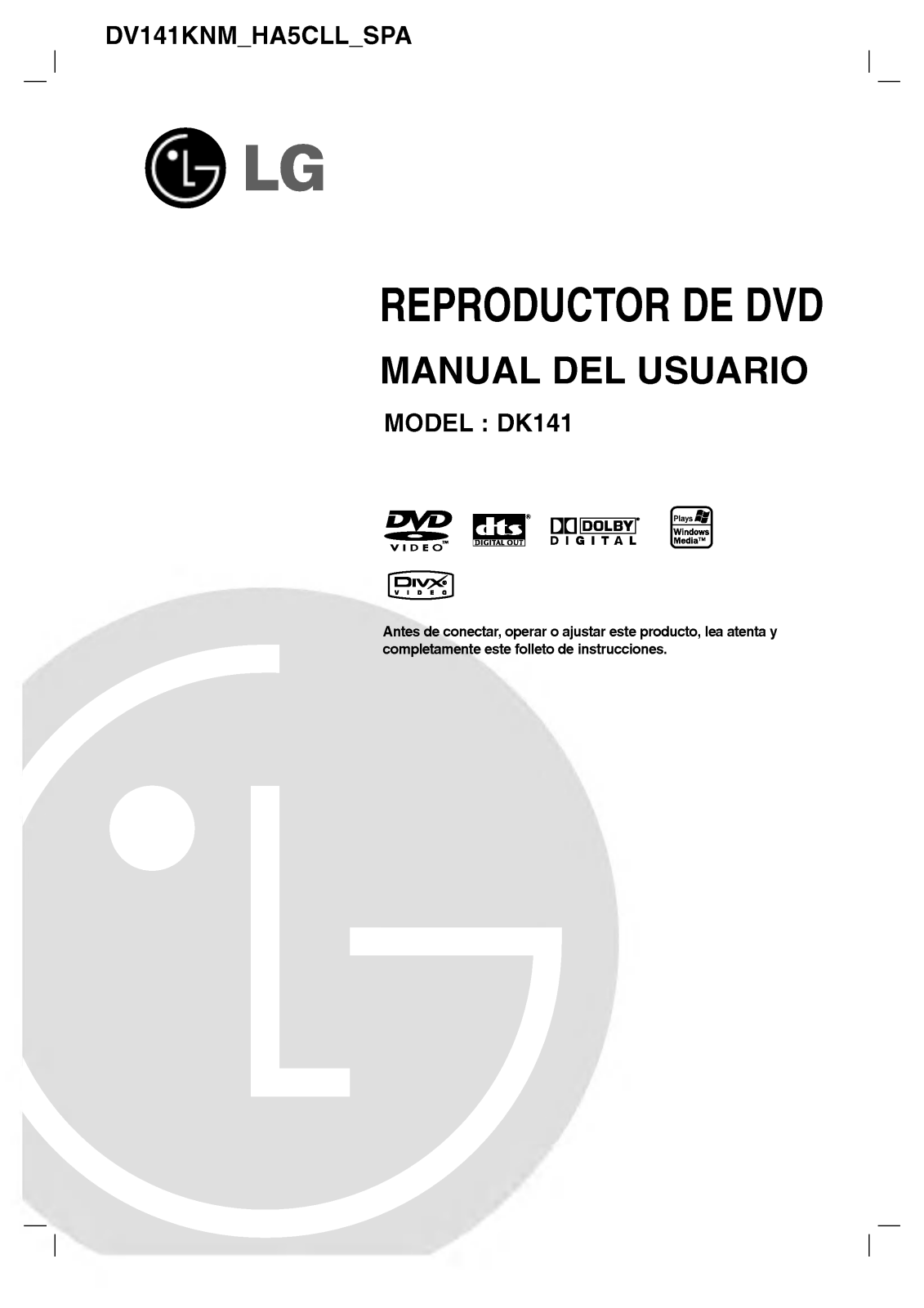 LG DV141KNM User Manual