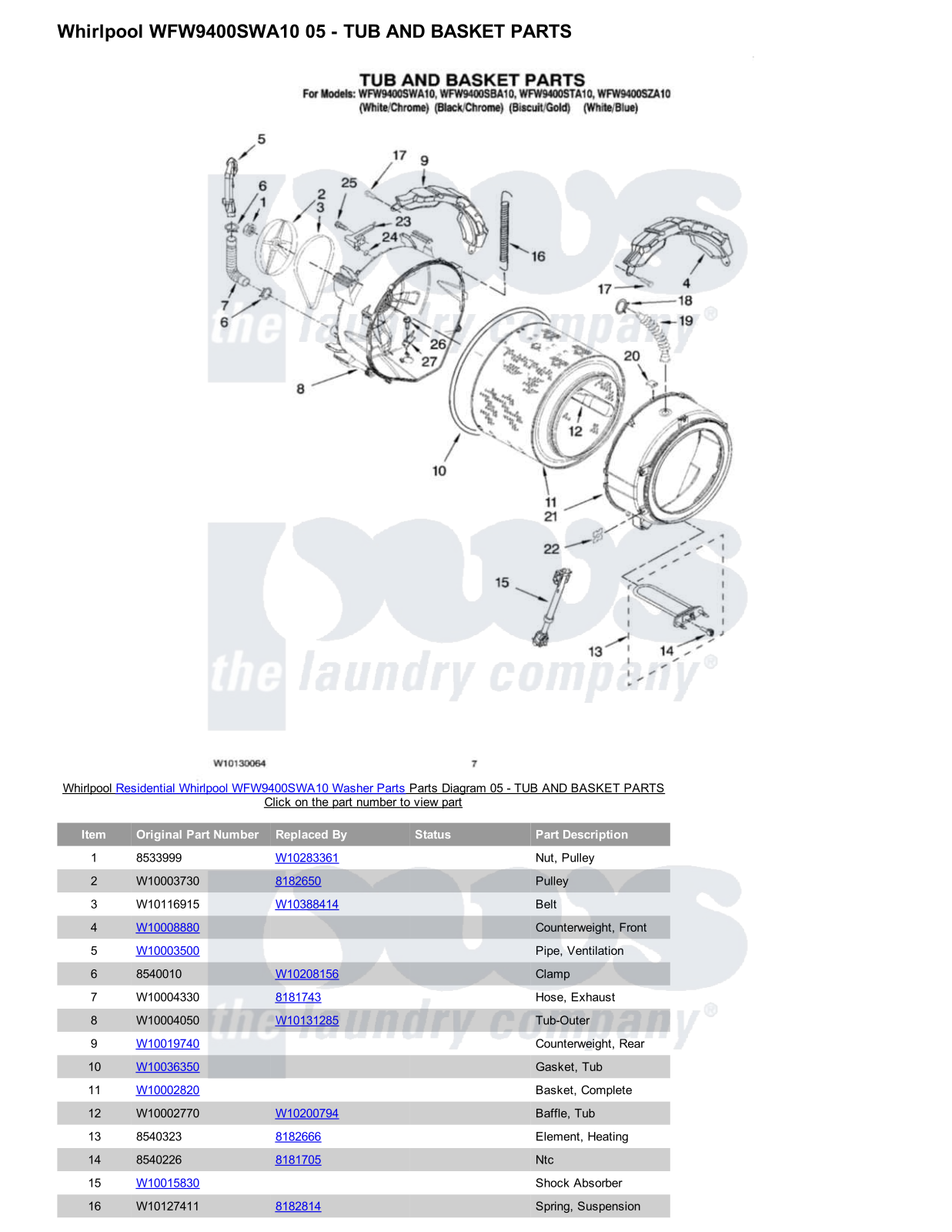 Whirlpool WFW9400SWA10 Parts Diagram