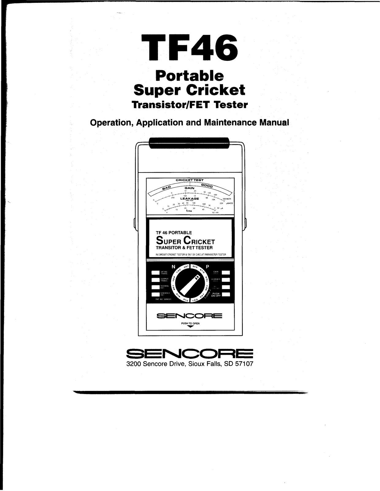 Sencore TF46 User Manual