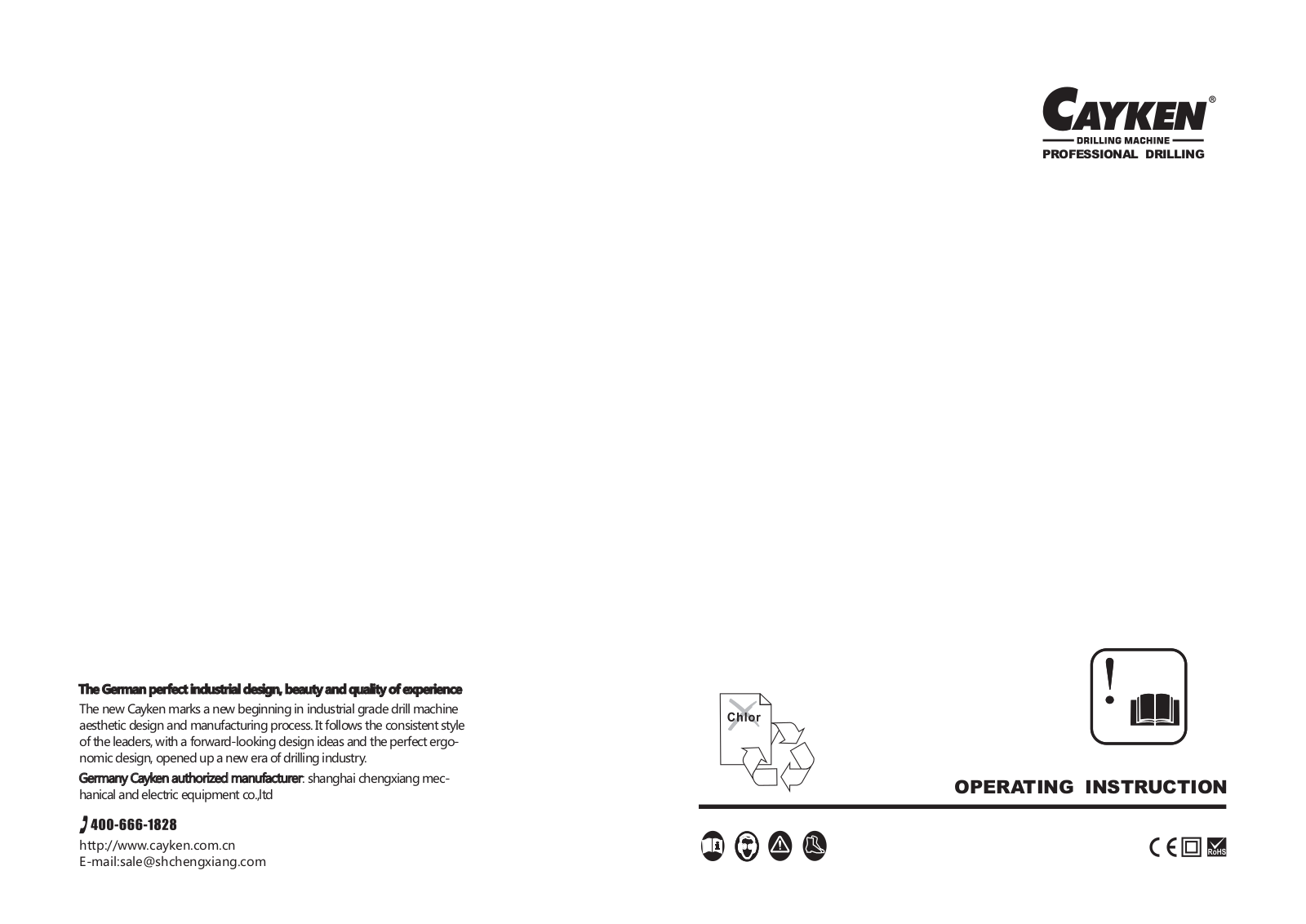 Cayken SCY-1300E, SCY-2300E, SCY-1300RE, SCY-2300, SCY-2300RE Operation Manual