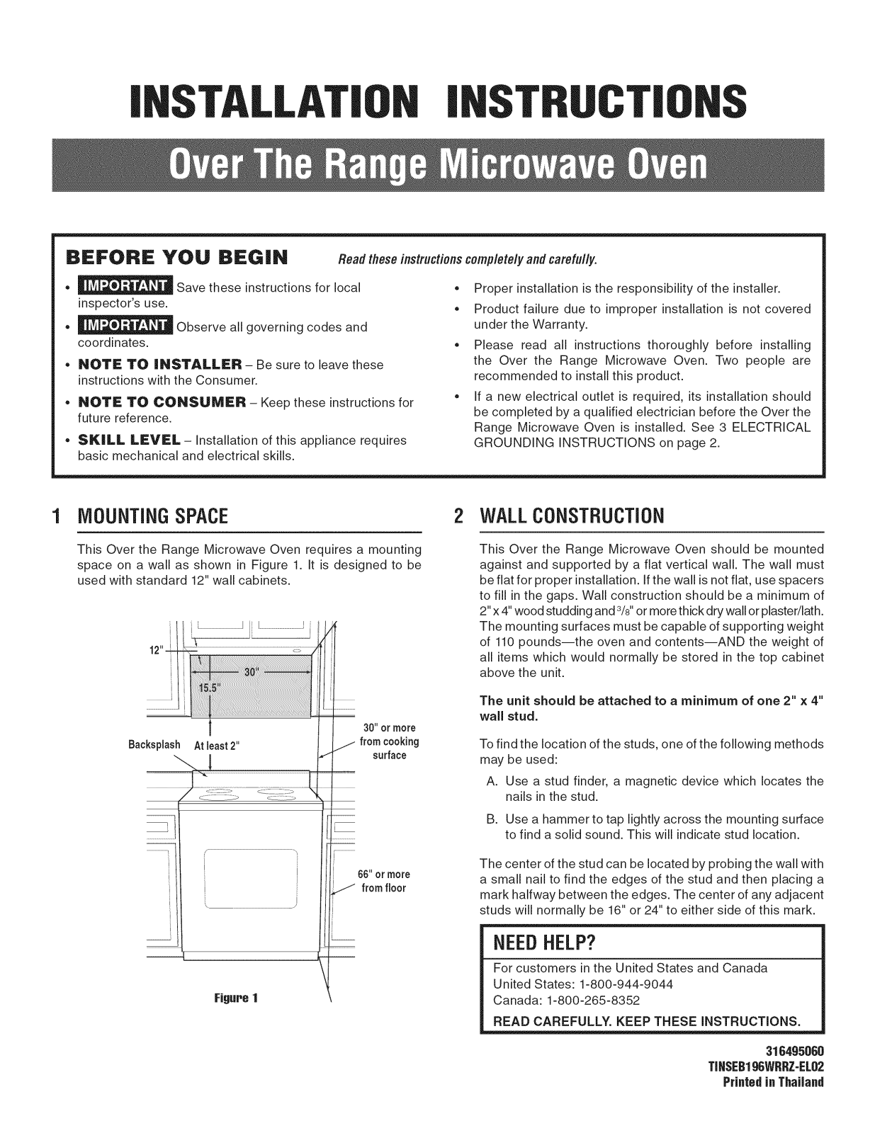 Frigidaire EI30SM55JBA, EI30SM55JSA, EI30SM55JWA, CGBM185KBA, CGBM185KBB Installation Guide - ManualMachine.com