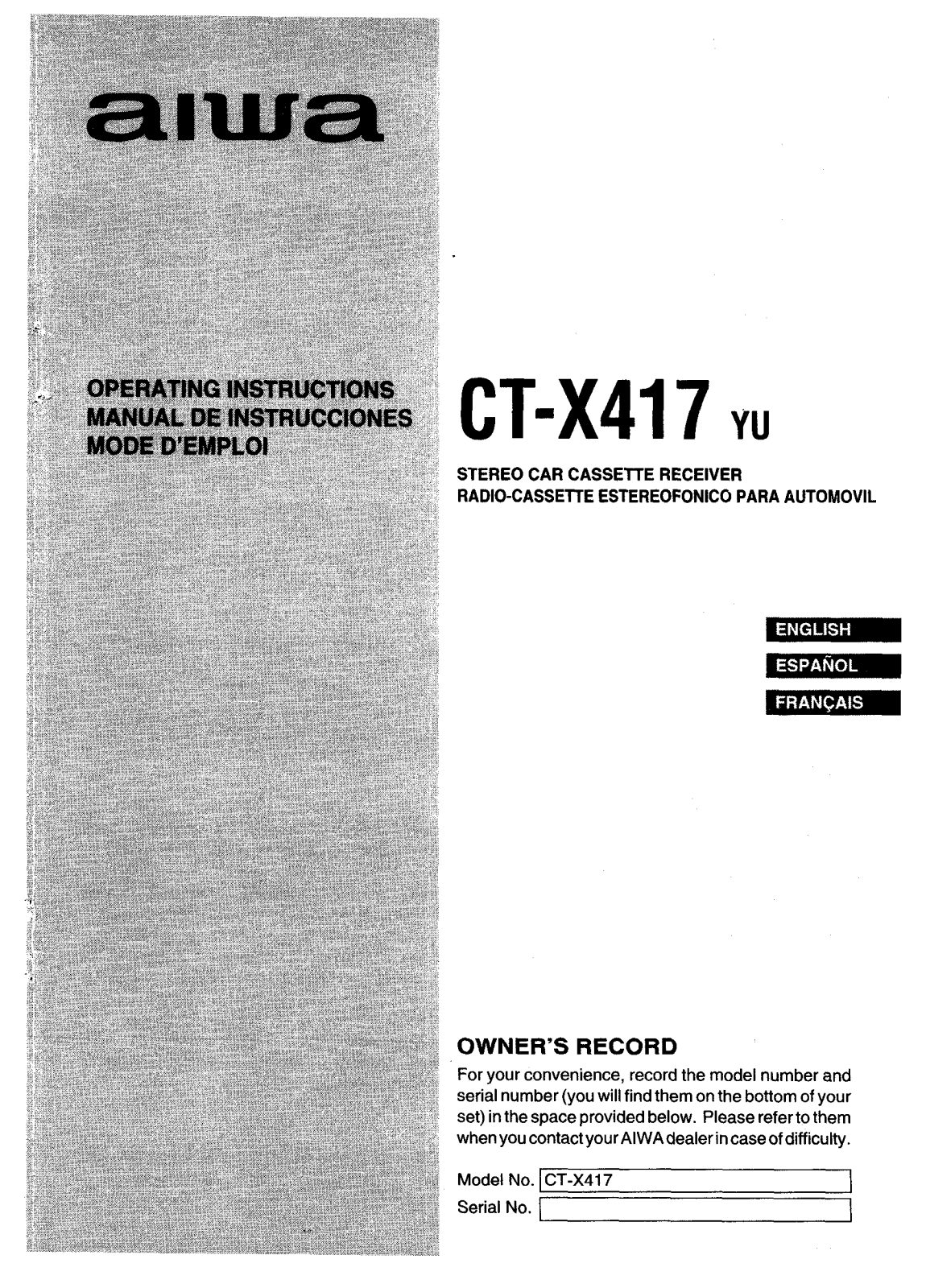 Sony CTX417yu Operating Manual - ManualMachine.com