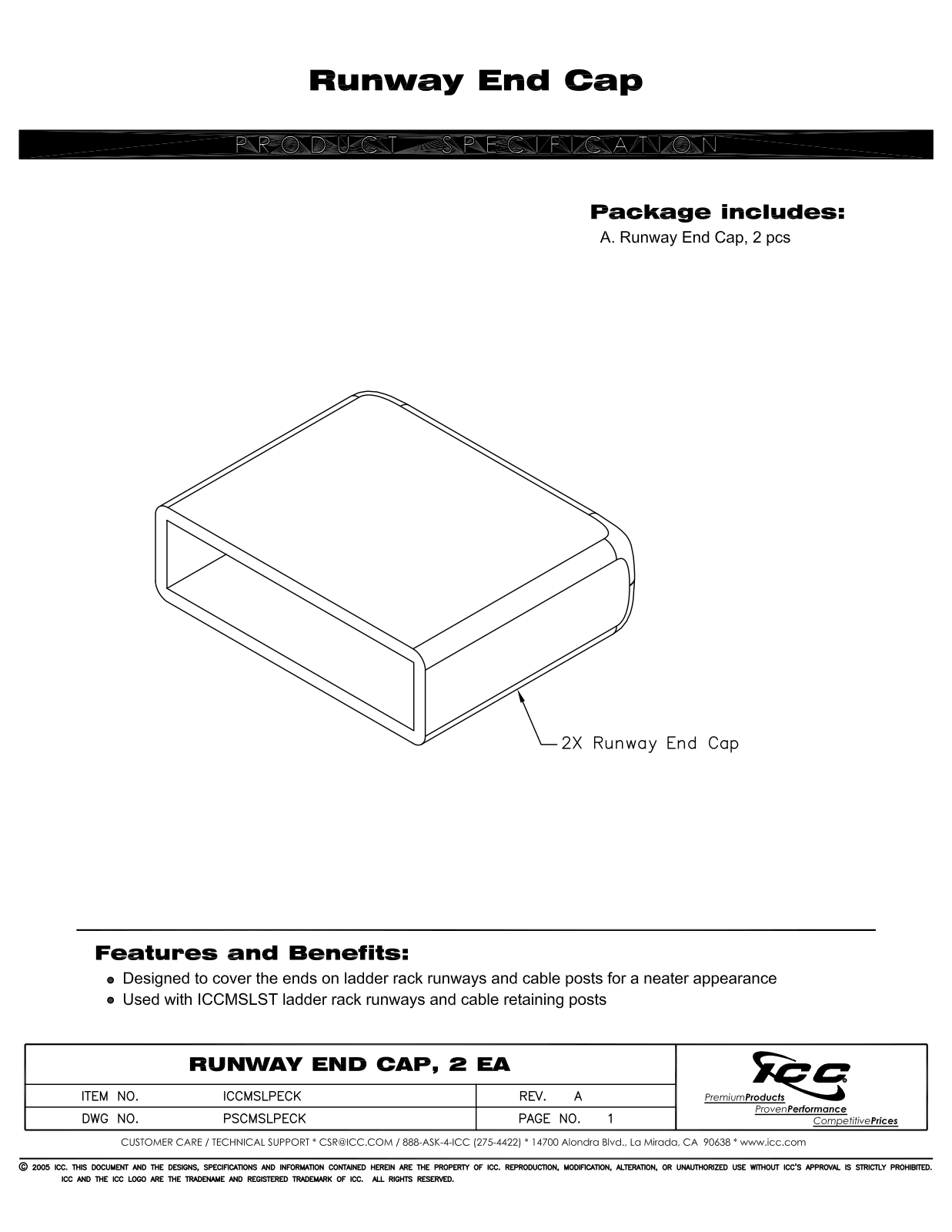 ICC ICCMSLPECK Specsheet