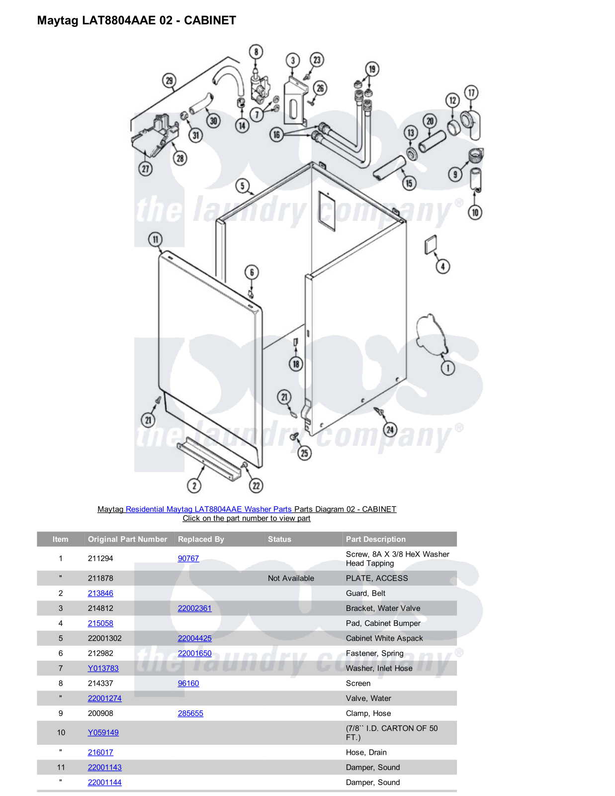 Maytag LAT8804AAE Parts Diagram