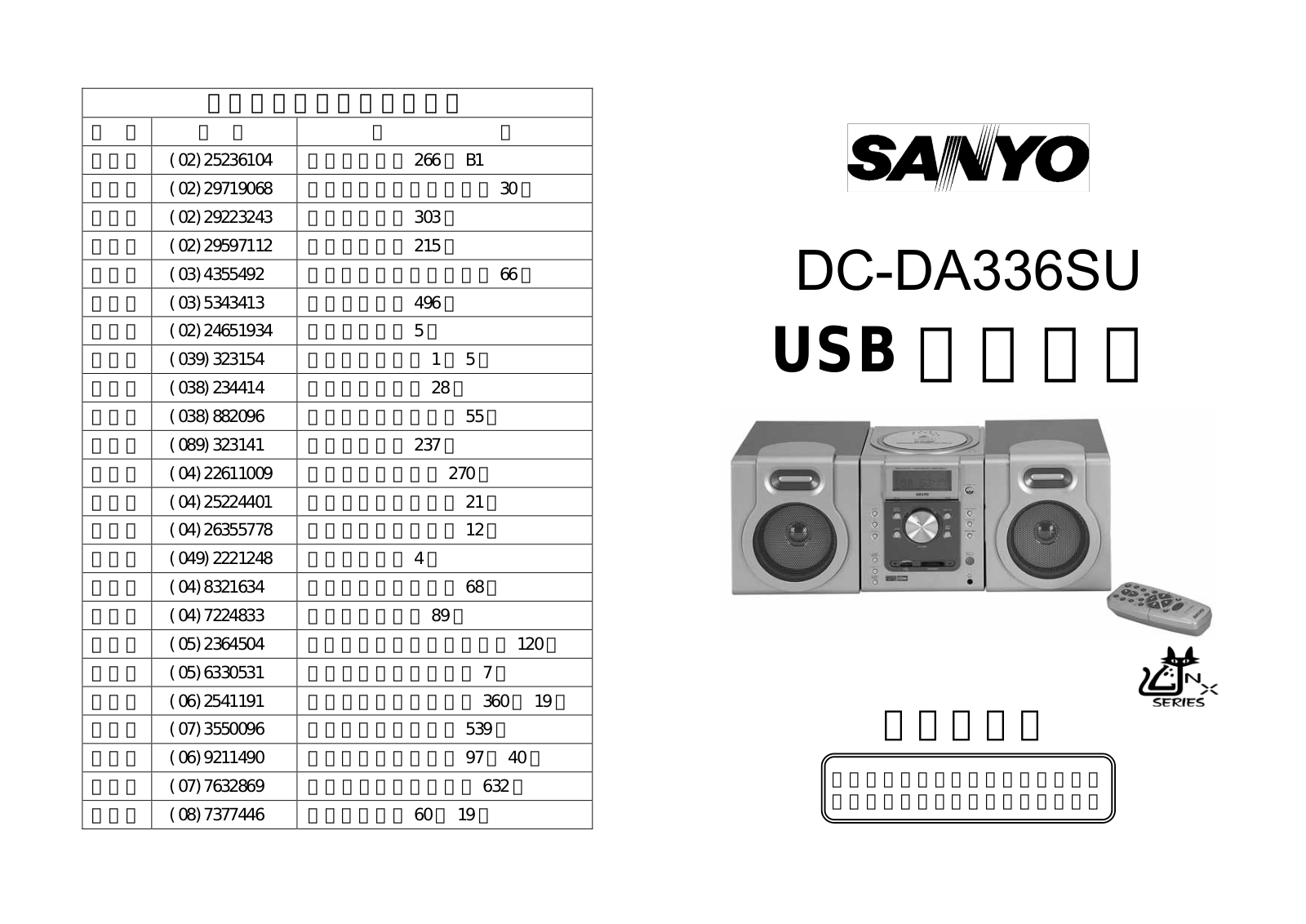 SANYO DC-DA336SU User Manual