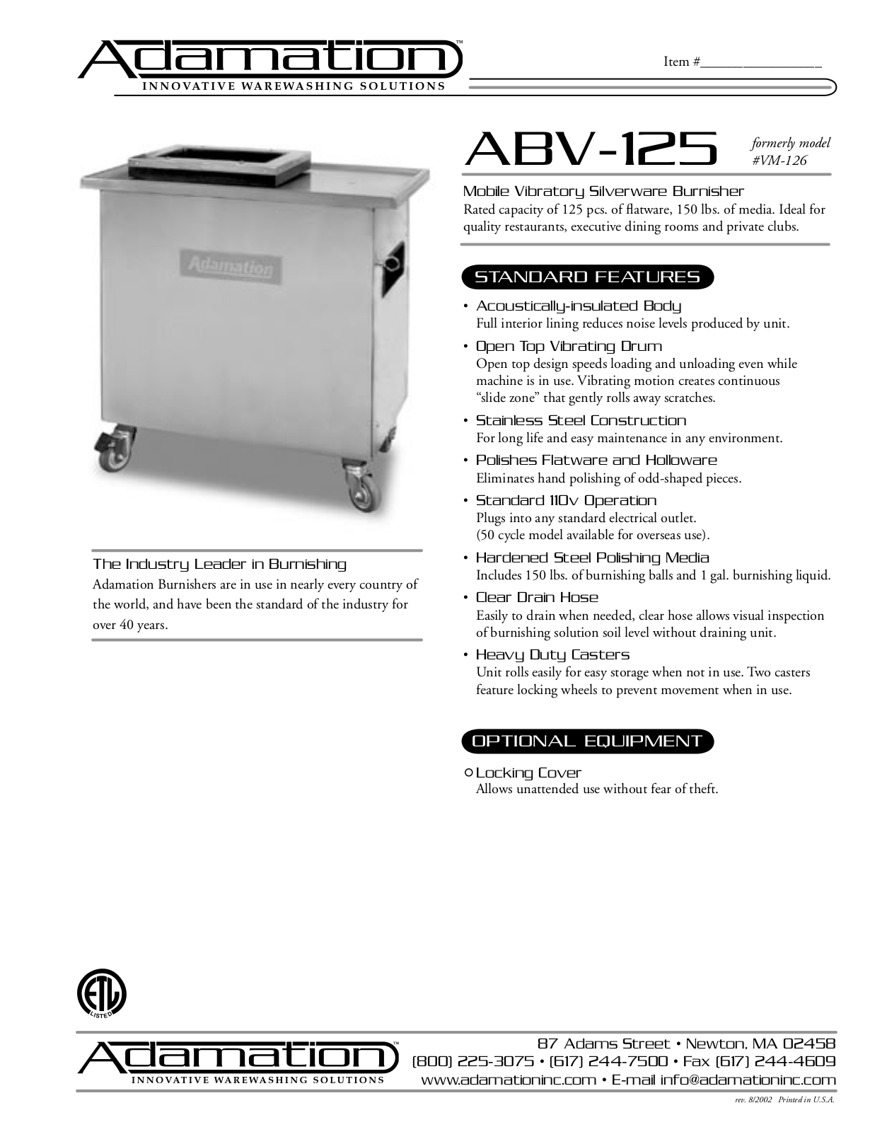 Adamation ABV-125 User Manual