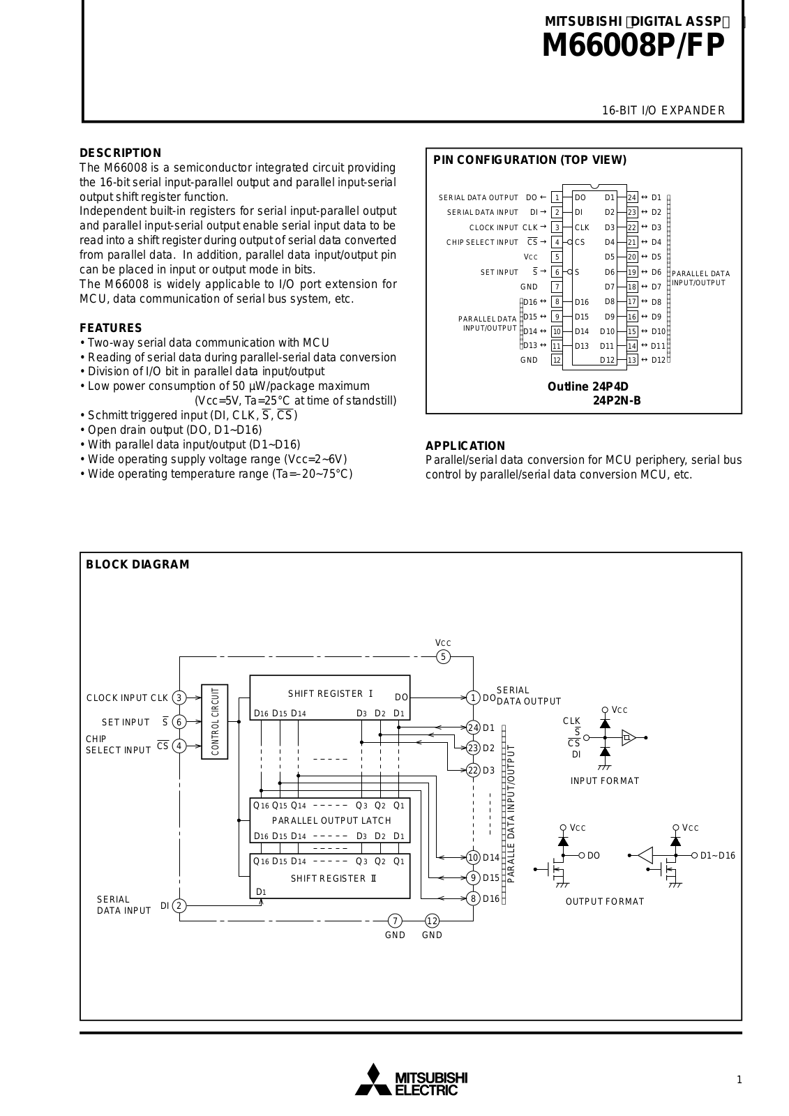 Mitsubishi M66008P, M66008FP Datasheet