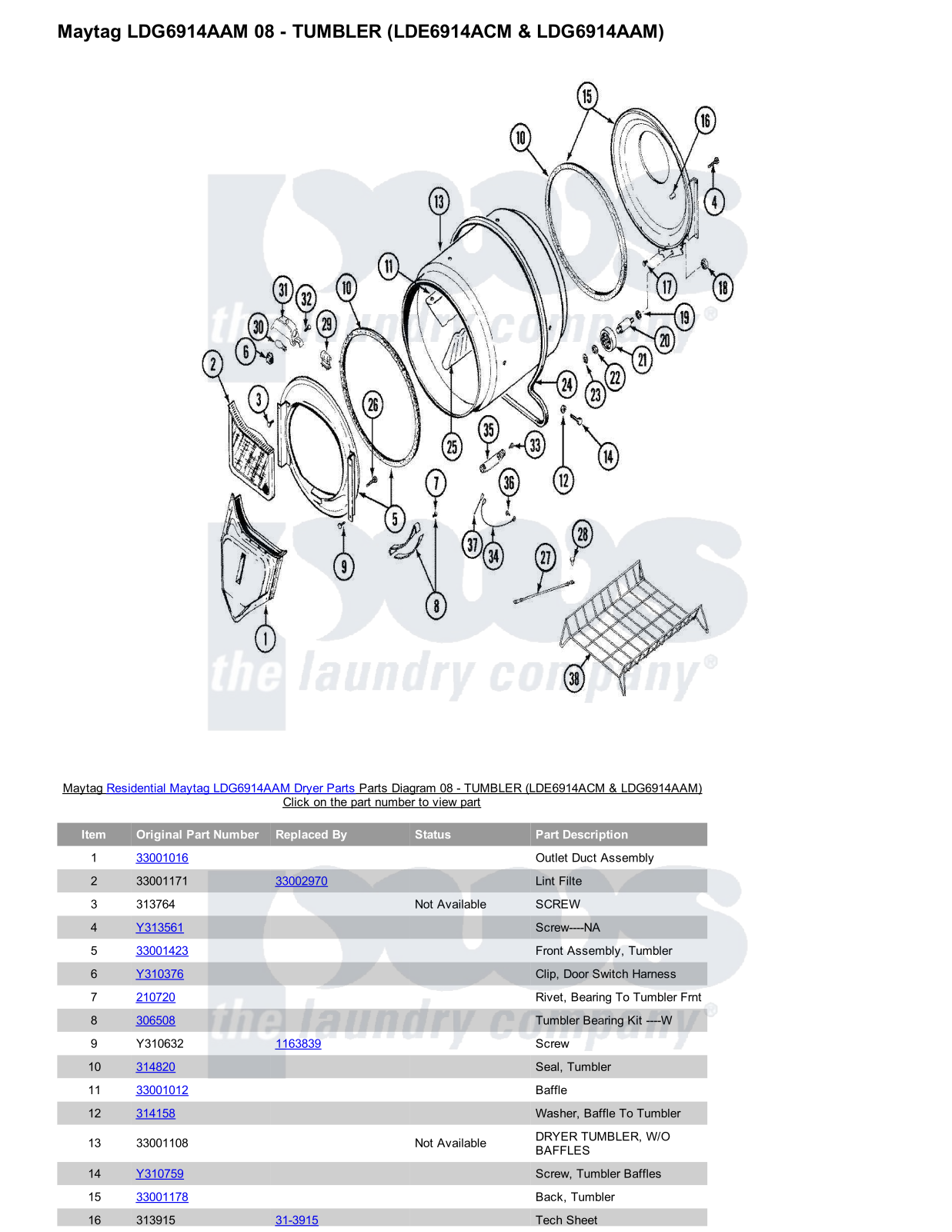 Maytag LDG6914AAM Parts Diagram