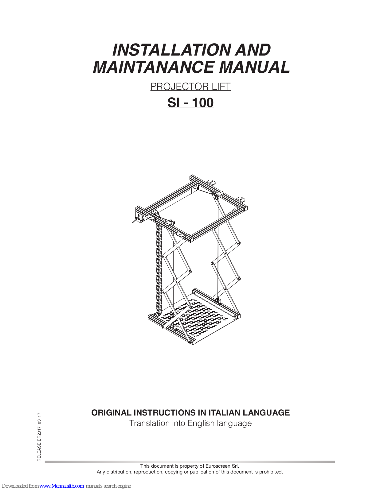 Euroscreen SI-100 Installation And Maintenance Manual