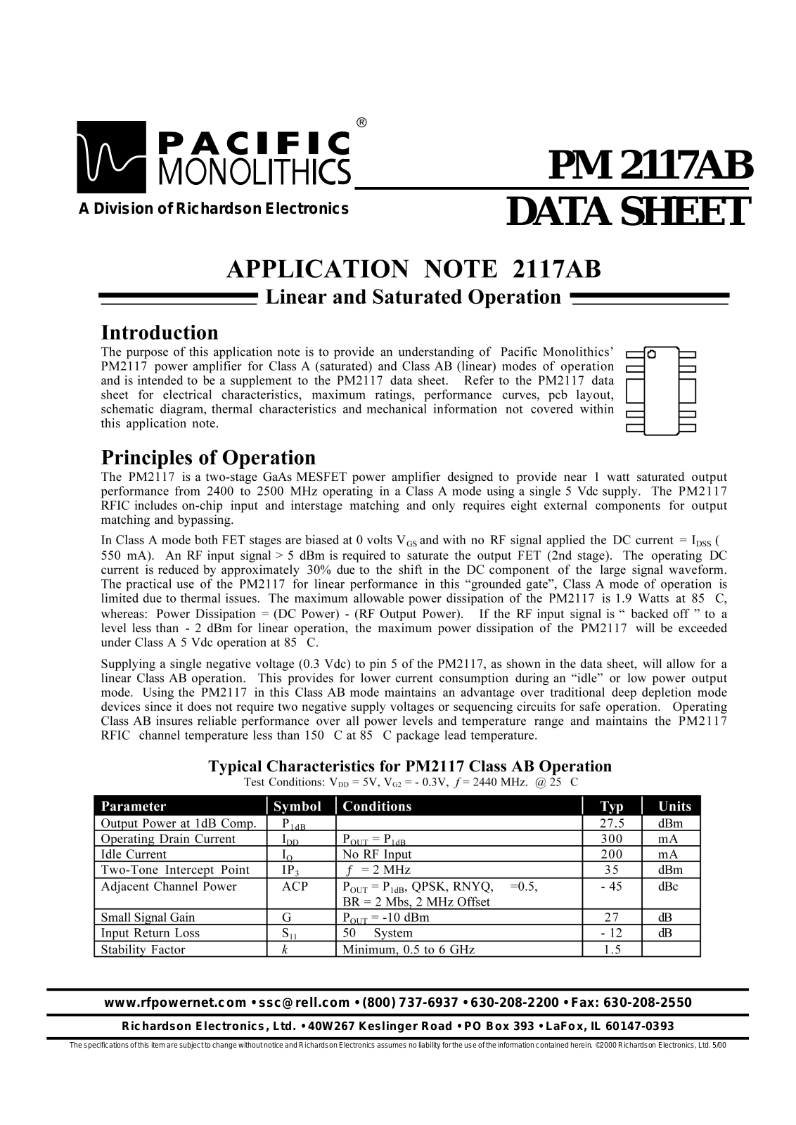 PACIFIC MONOLITHICS PM2117AB Datasheet