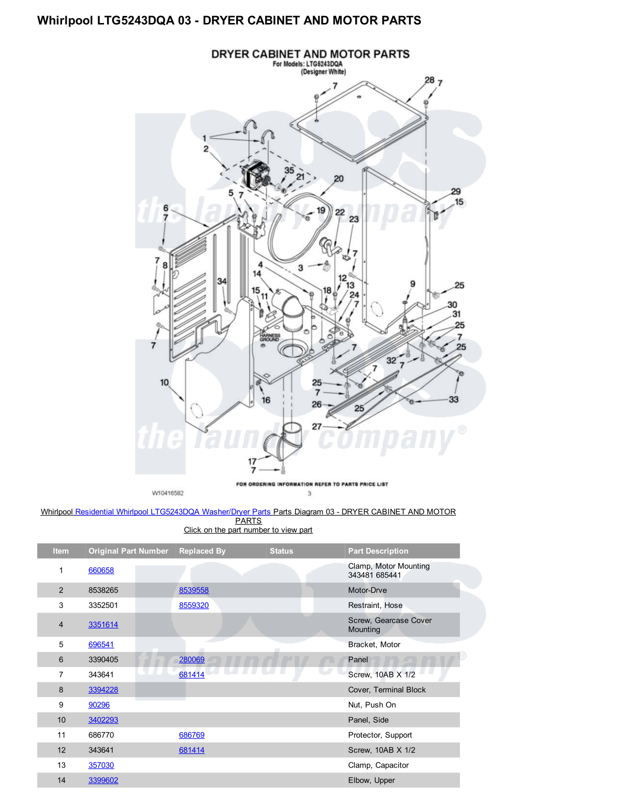 Whirlpool LTG5243DQA/Dryer Parts Diagram