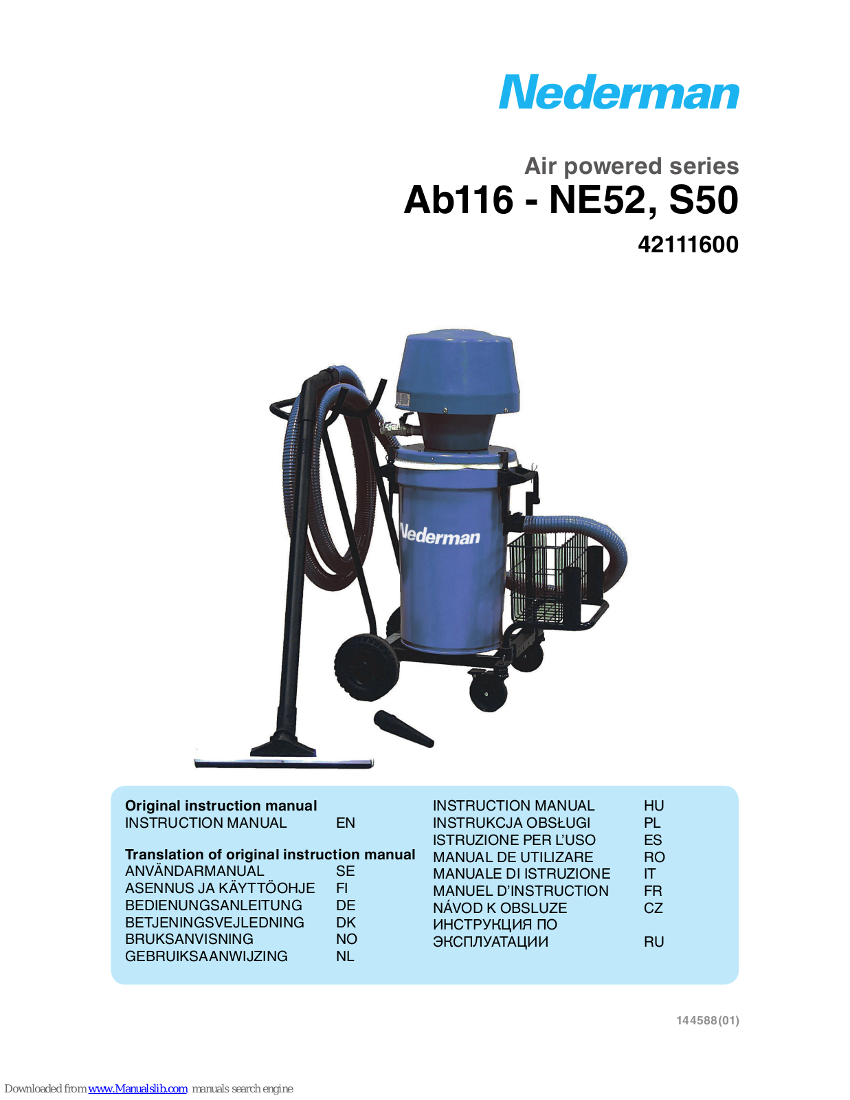 Nederman Ab116 - NE52, S50 Original Instruction - ManualMachine.com