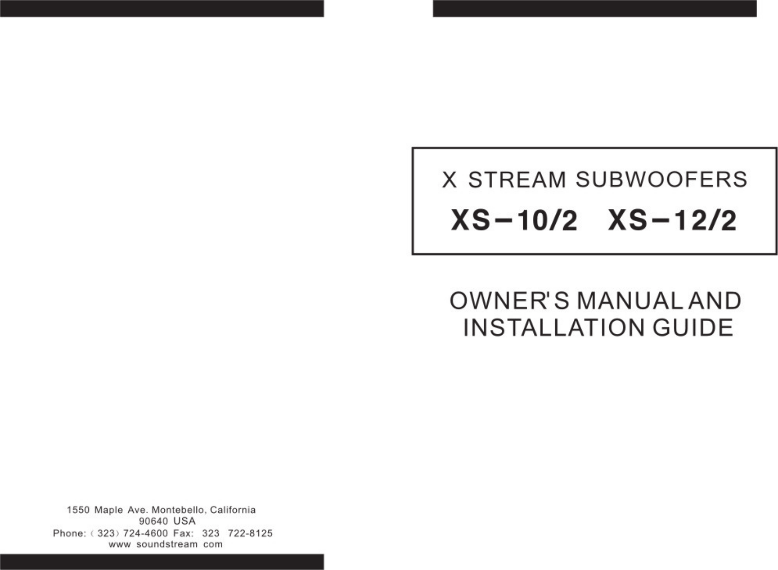 Soundstream XS-12/2 Owner's Manual