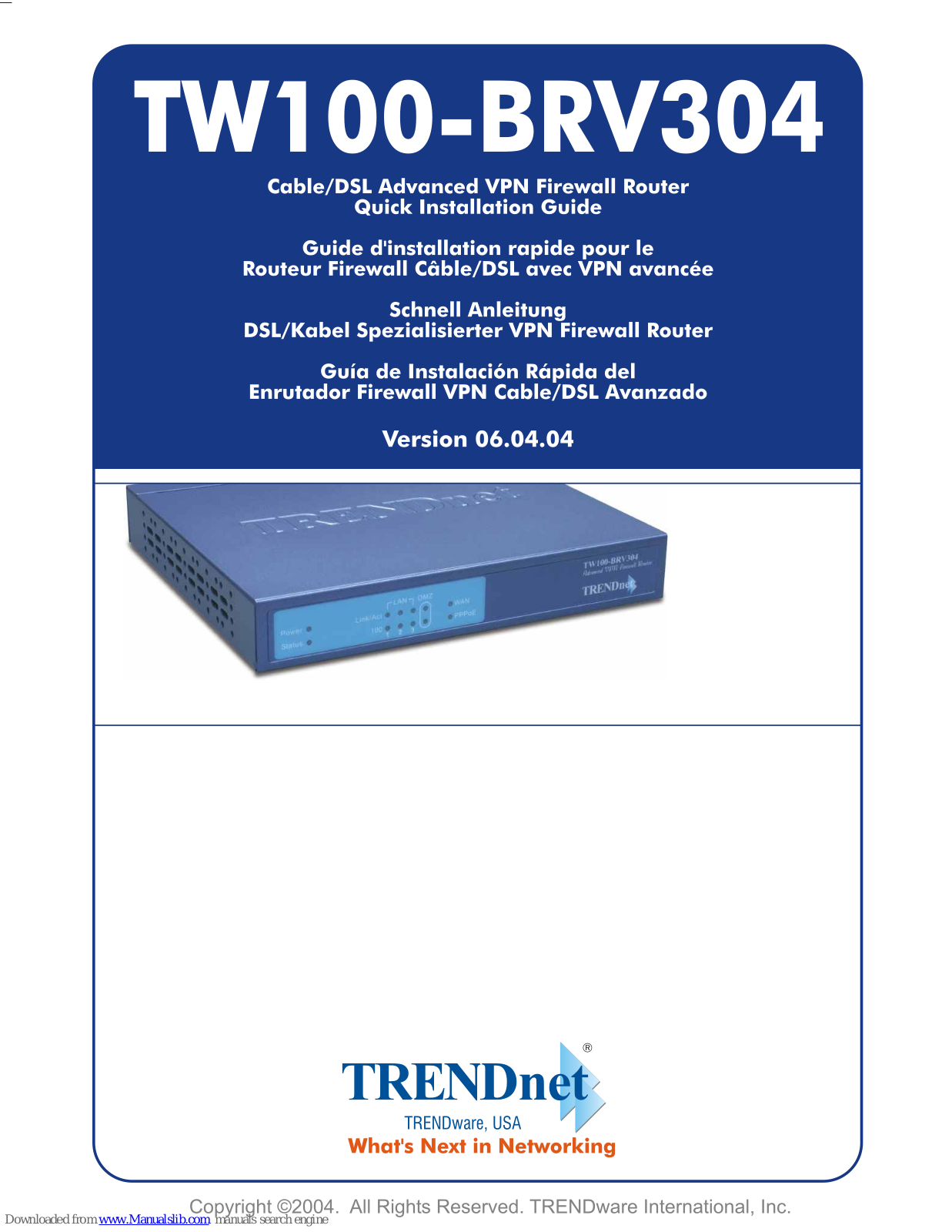 TRENDnet TW100-BRV304 - QUICK Quick Installation Manual