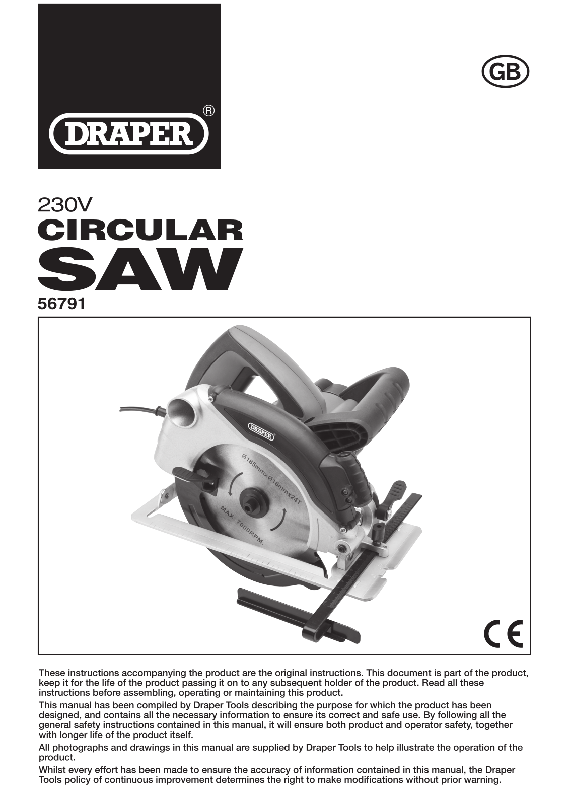 Draper CS1300D185 User guide - ManualMachine.com