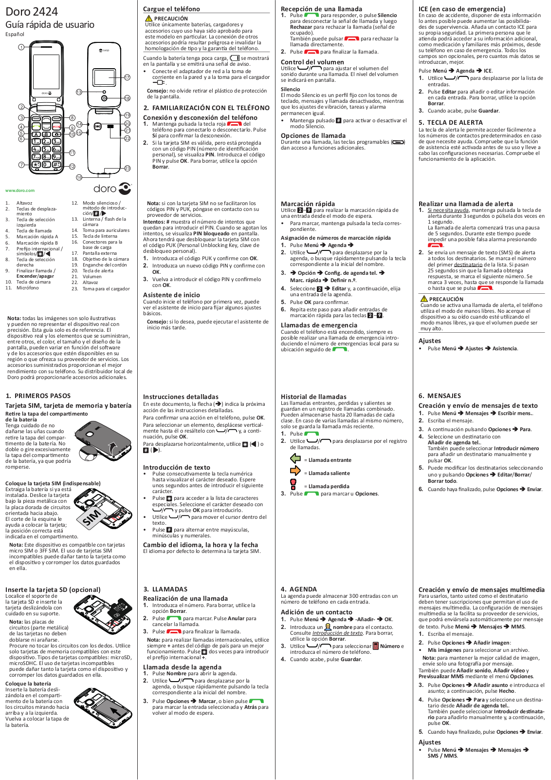 Doro 2424 Guide rapide