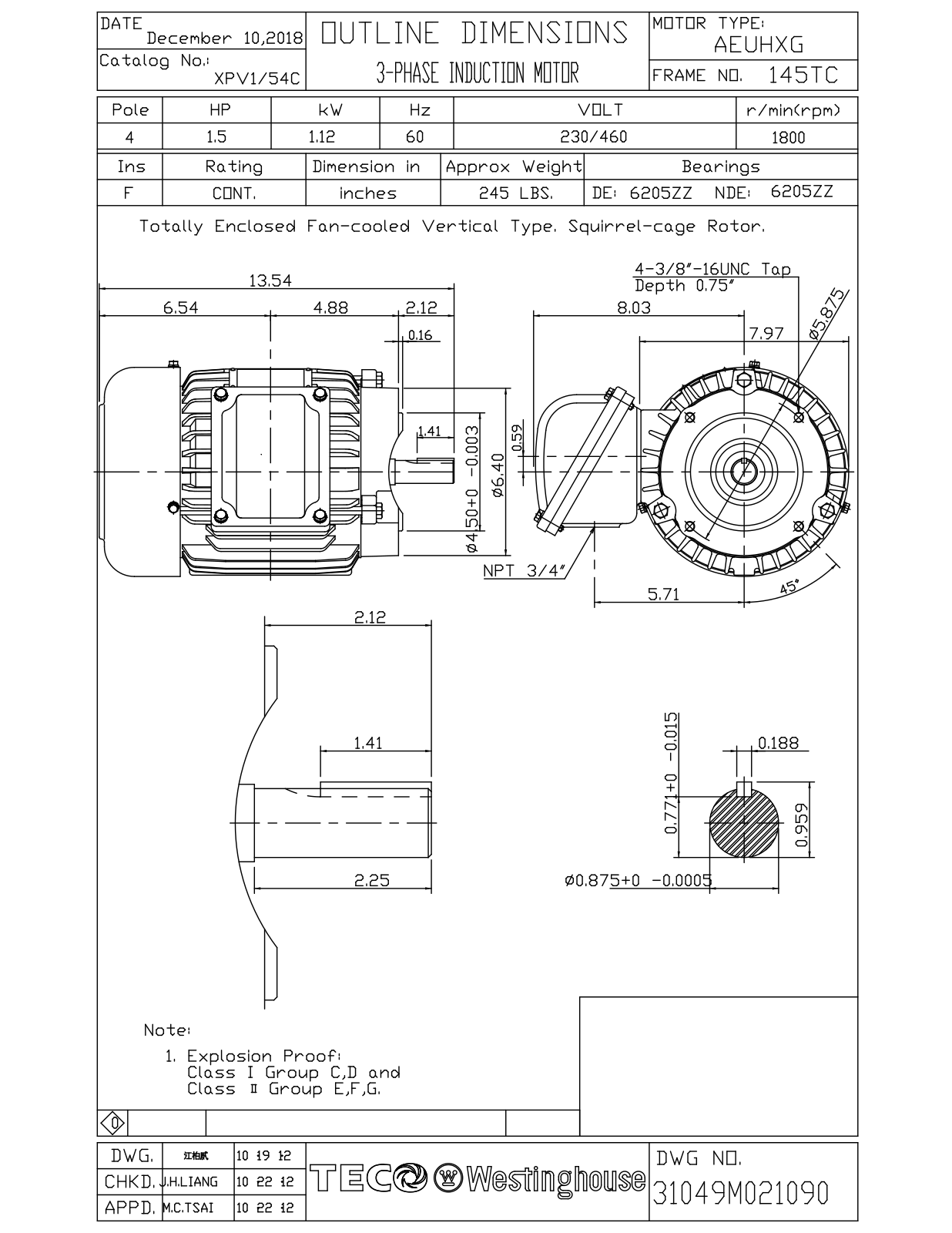 Teco XPV1/54C Reference Drawing