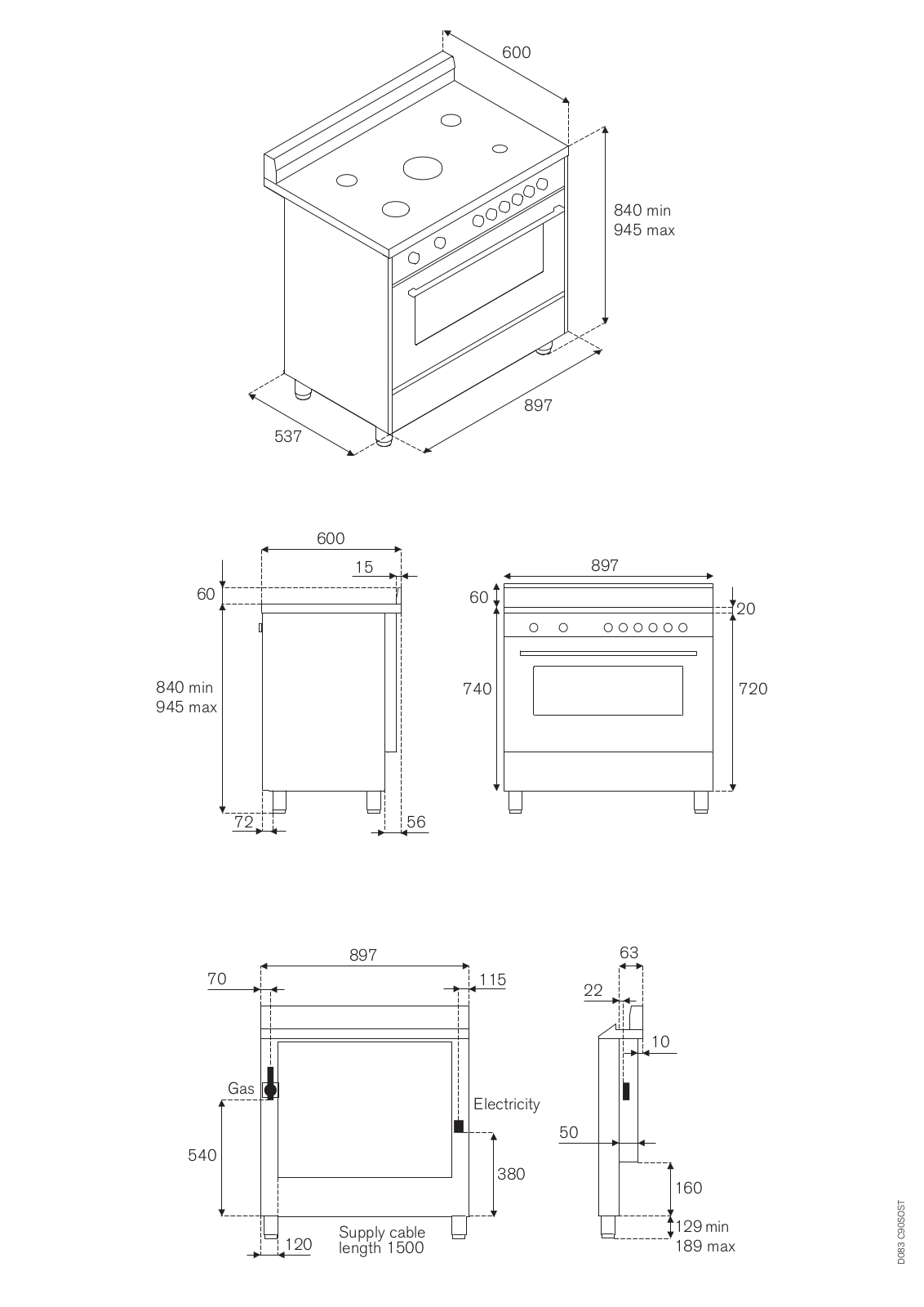 La Germania TUS96C71BX, TUS95L71DX, TUS95L61LDX Specifications Sheet