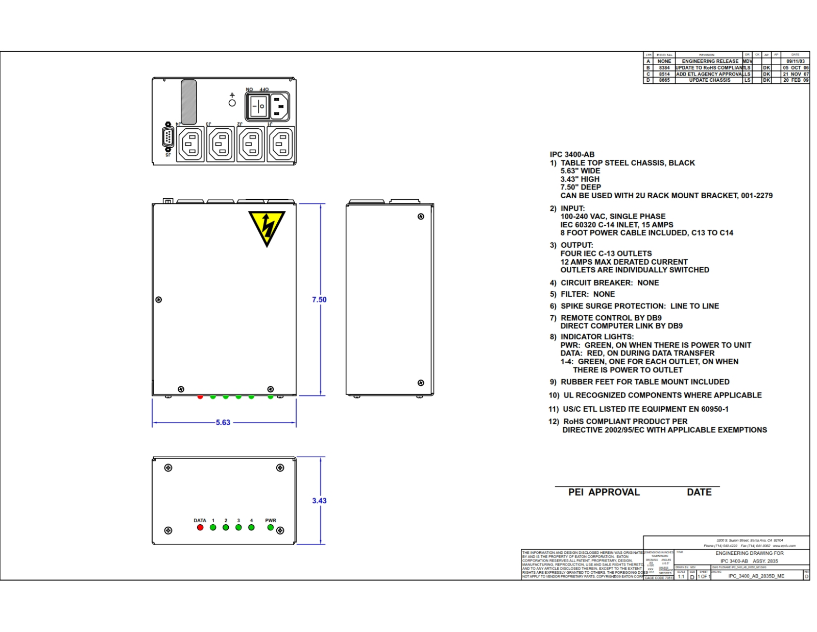 Cutler Hammer, Div of Eaton Corp IPC3400-AB Data Sheet