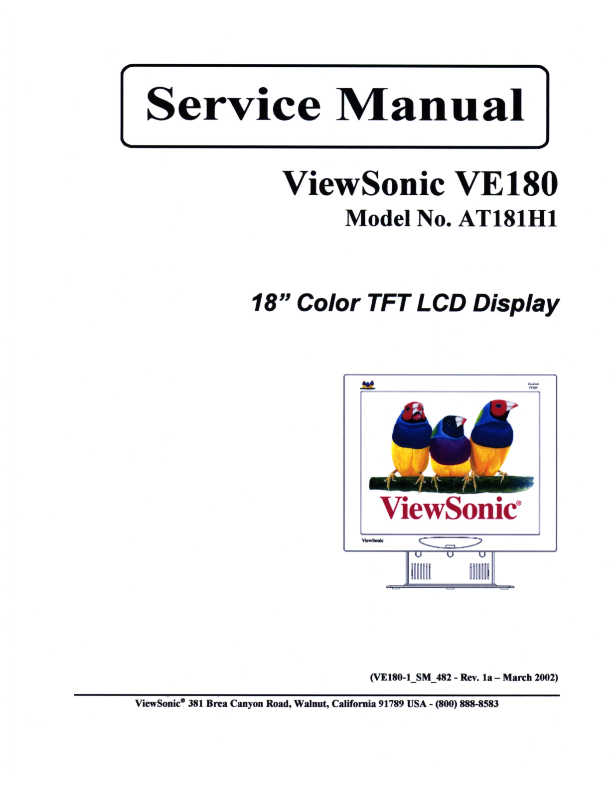 ViewSonic VE180,AT181H1 Service manual