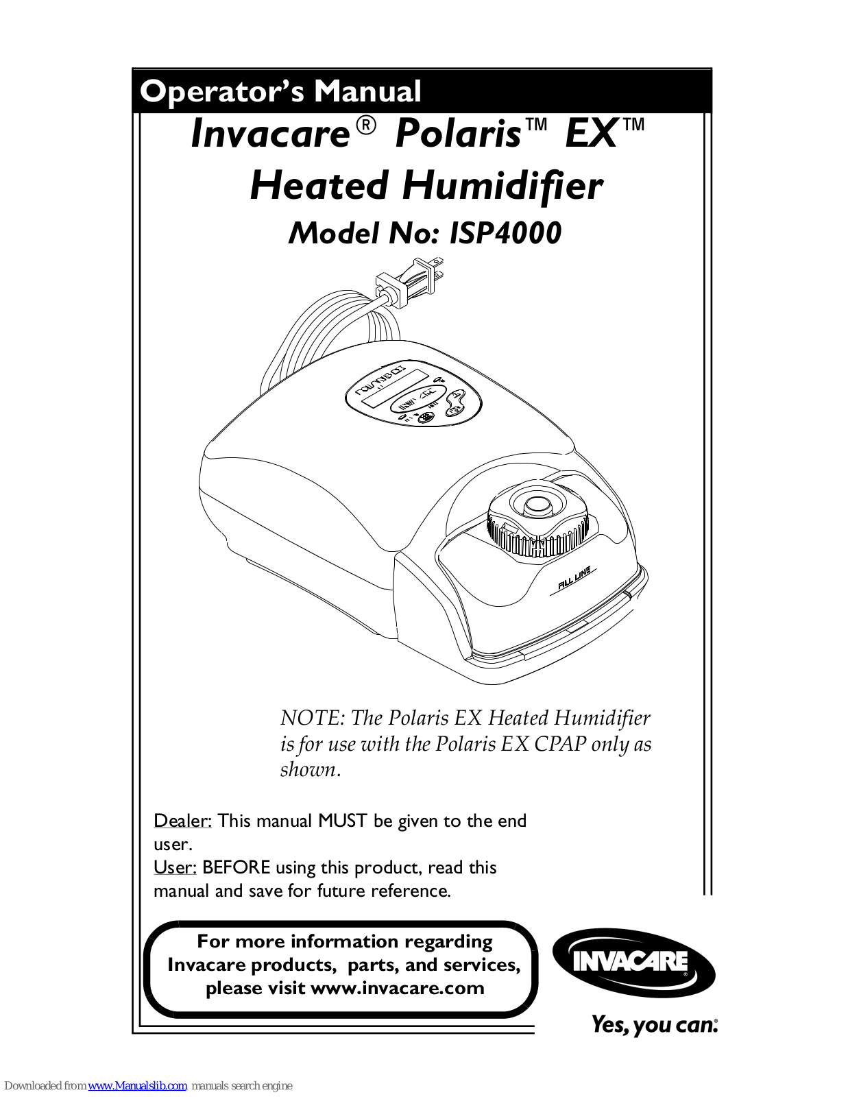 Invacare Polaris EX ISP4000 Operator's Manual